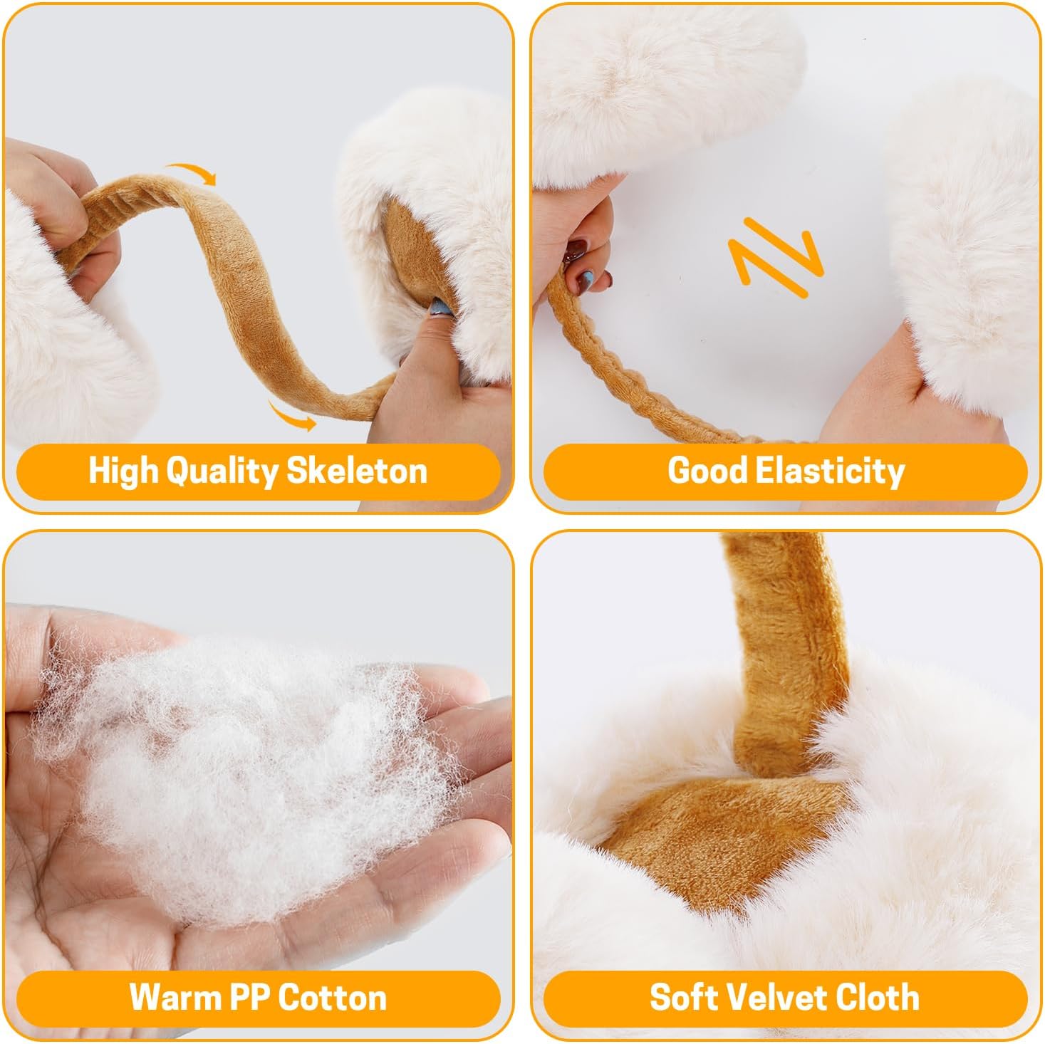 GNEGNI Women Winter Fluffy Ear Muffs, Foldable Windproof Earmuffs Adjustable Outdoor Earmuff Unisex Soft Faux Fur Ear Covers - Image 3