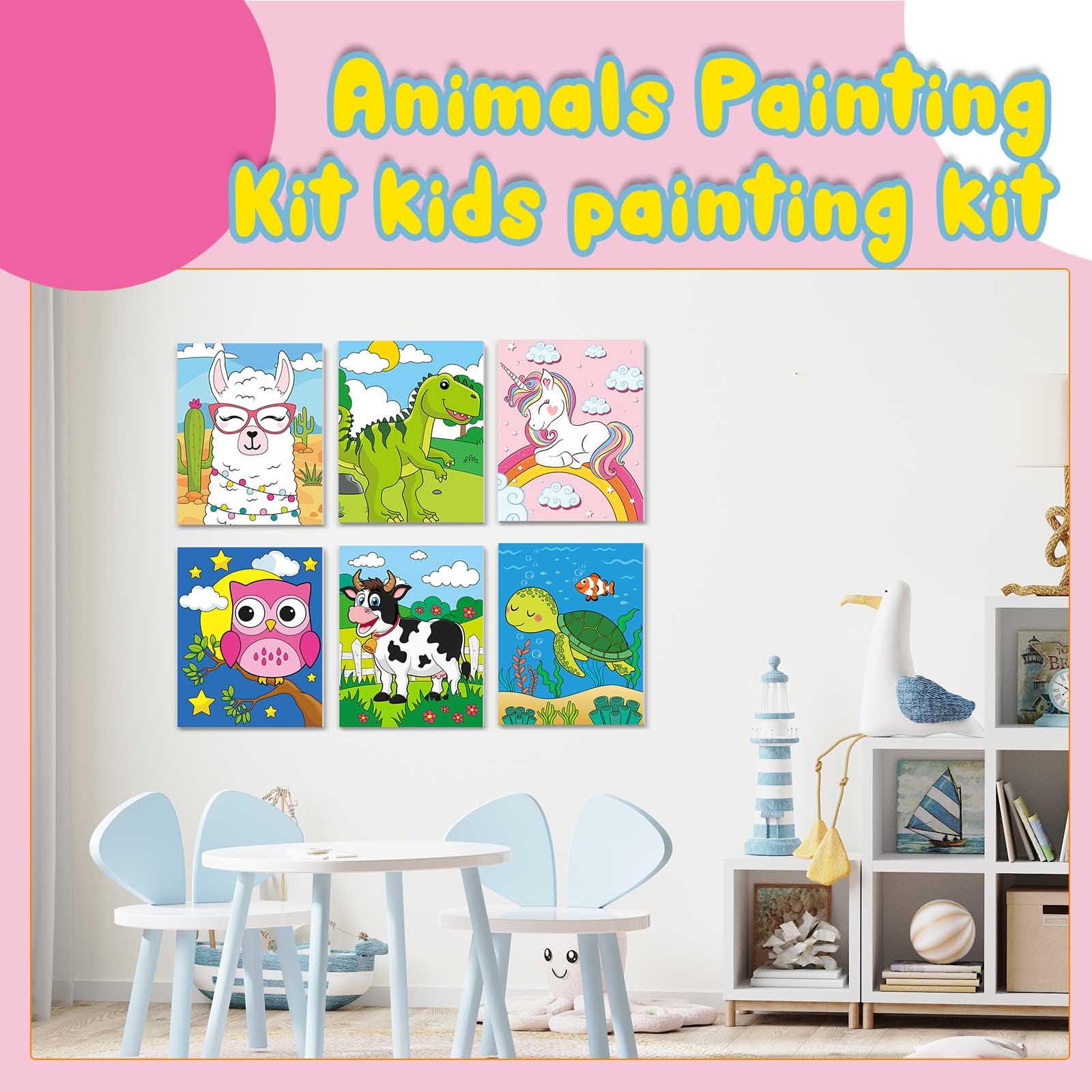 Ctosree 12 Pcs Pre Drawn Canvas for Painting for Boys Girls Pre Printed Cute Bulk Painting Canvas with Pictures to Paint Gift for Valentines Party Favor Activities(Animals,10" X 8")