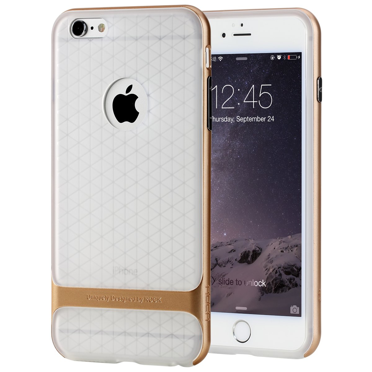 iPhone 6/6s 4.7” Case,ROCK [Royce] Anti-scratch Drop Protection Ultra Thin Slim Fit Dual Layered Heavy Duty Armor Hybrid PC+Soft TPU Protective Shell Case for Apple iPhone 6/6s - Champagne Gold/Clear