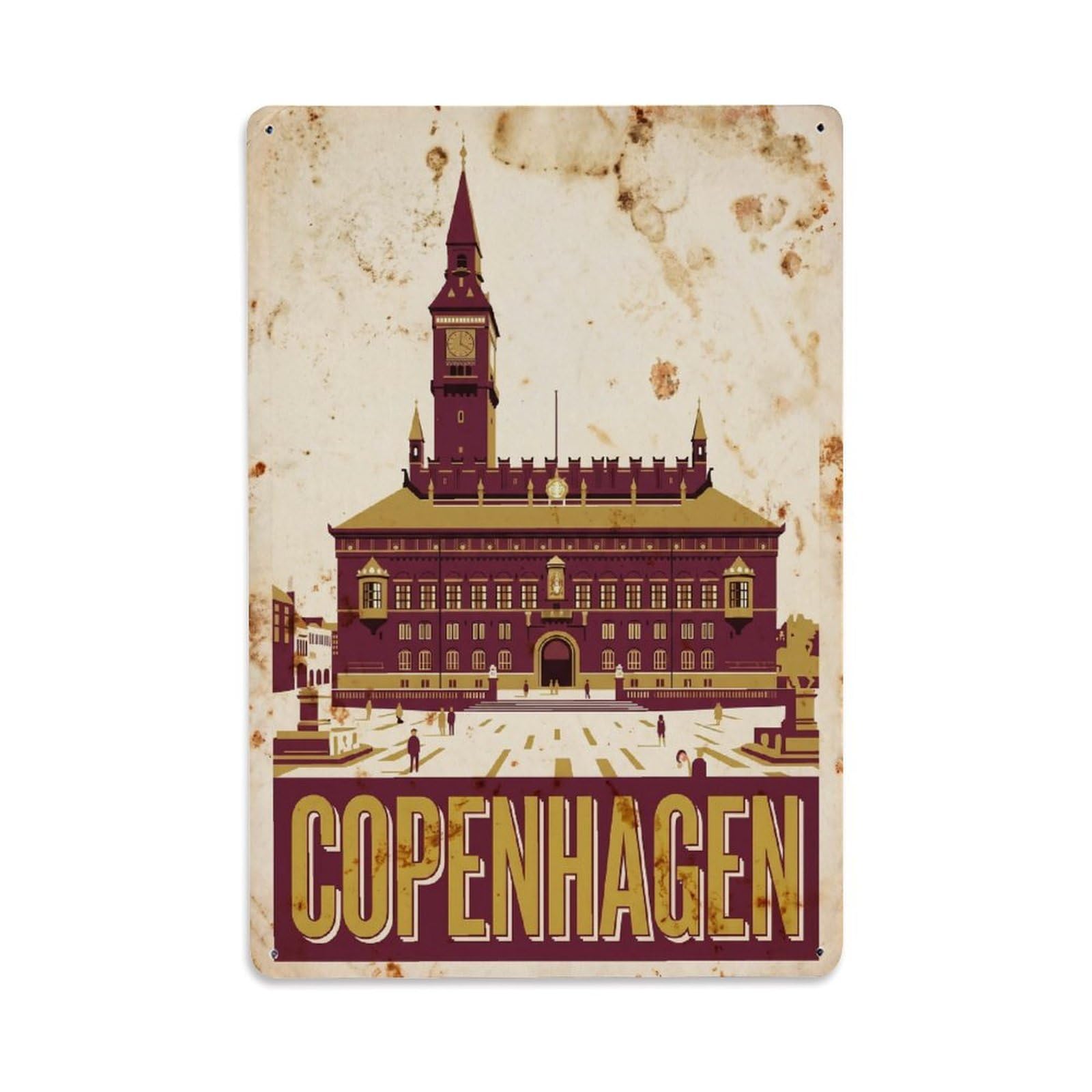 Este 8X12inch Style Vintage Travel Copenhagen Denmark Admired Metal Tin Sign