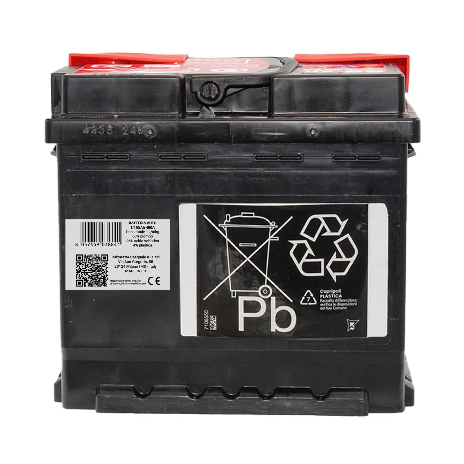 SMC 7903430 L155 Speed - Batterie de voiture d’origine, 12 V 55 Ah 480 A, avec pôle positif à droite