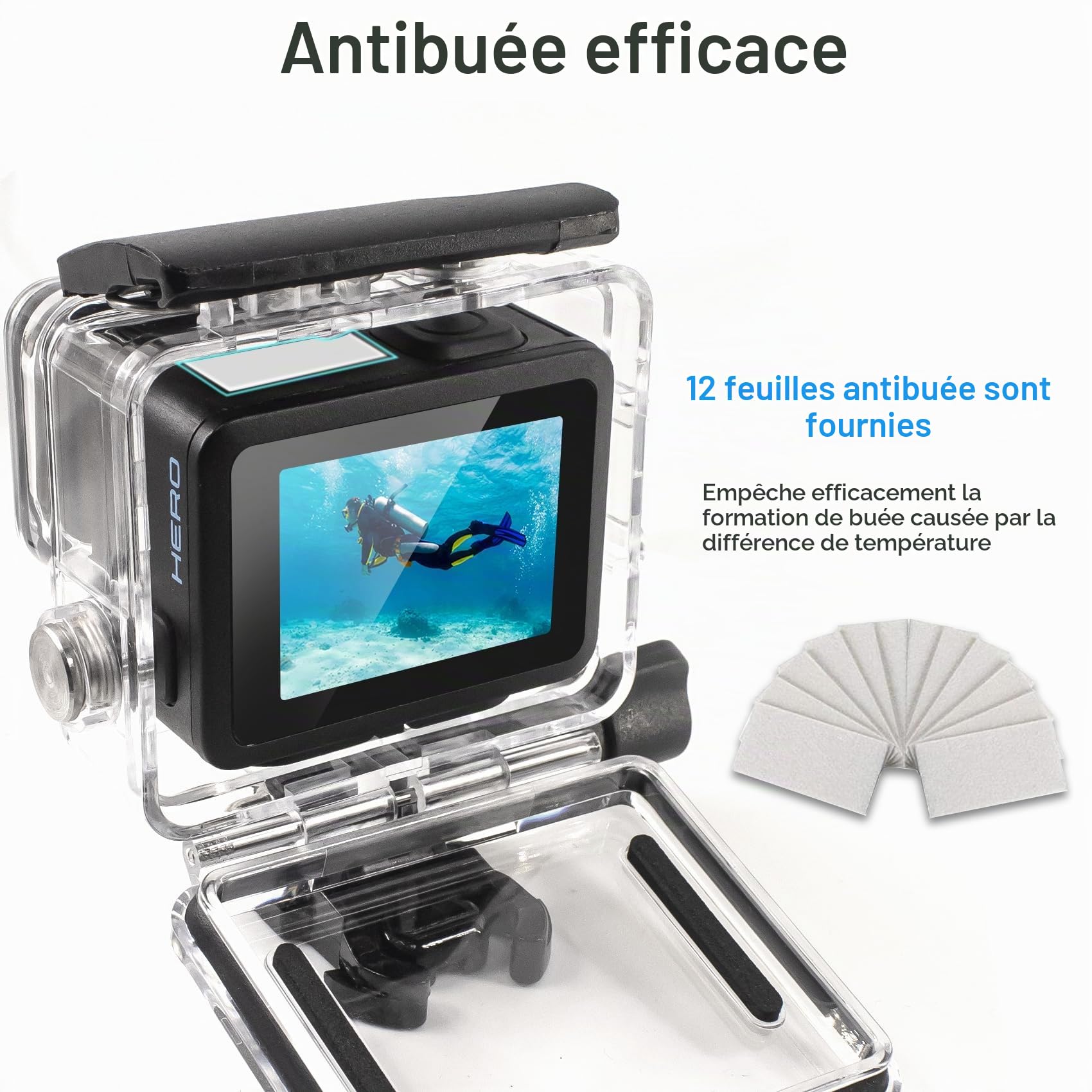 FitStill Boîtier de plongée étanche 60 m Compatible GoPro Hero 4K Coque Protection Support