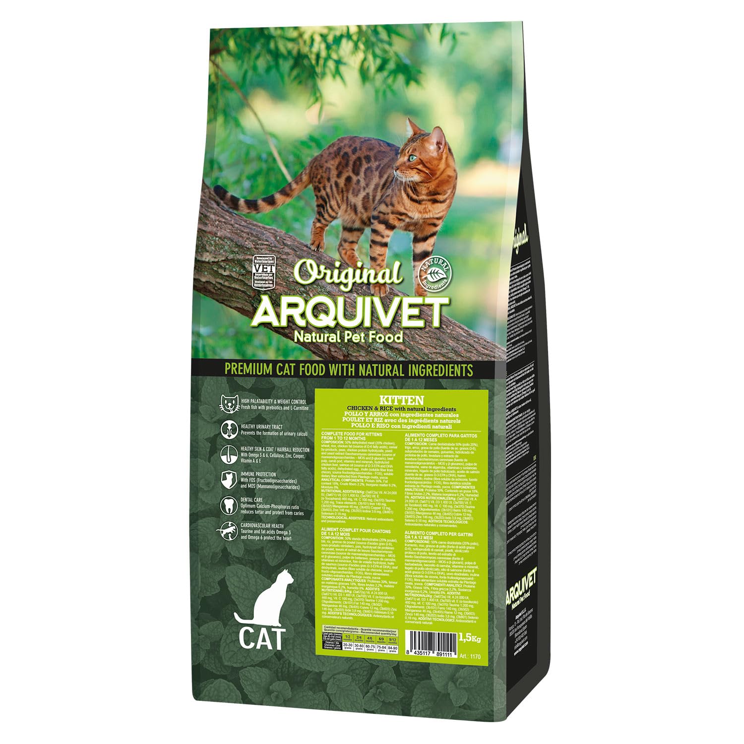 Arquivet - Original Katzenfutter - Kätzchen - Kätzchenfutter - Huhn und Reis - 1,5 kg