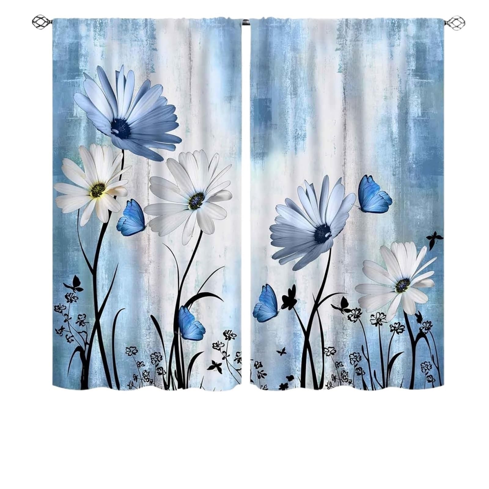 Rideau de style champêtre moderne à fleurs rétro pour intérieur élégant