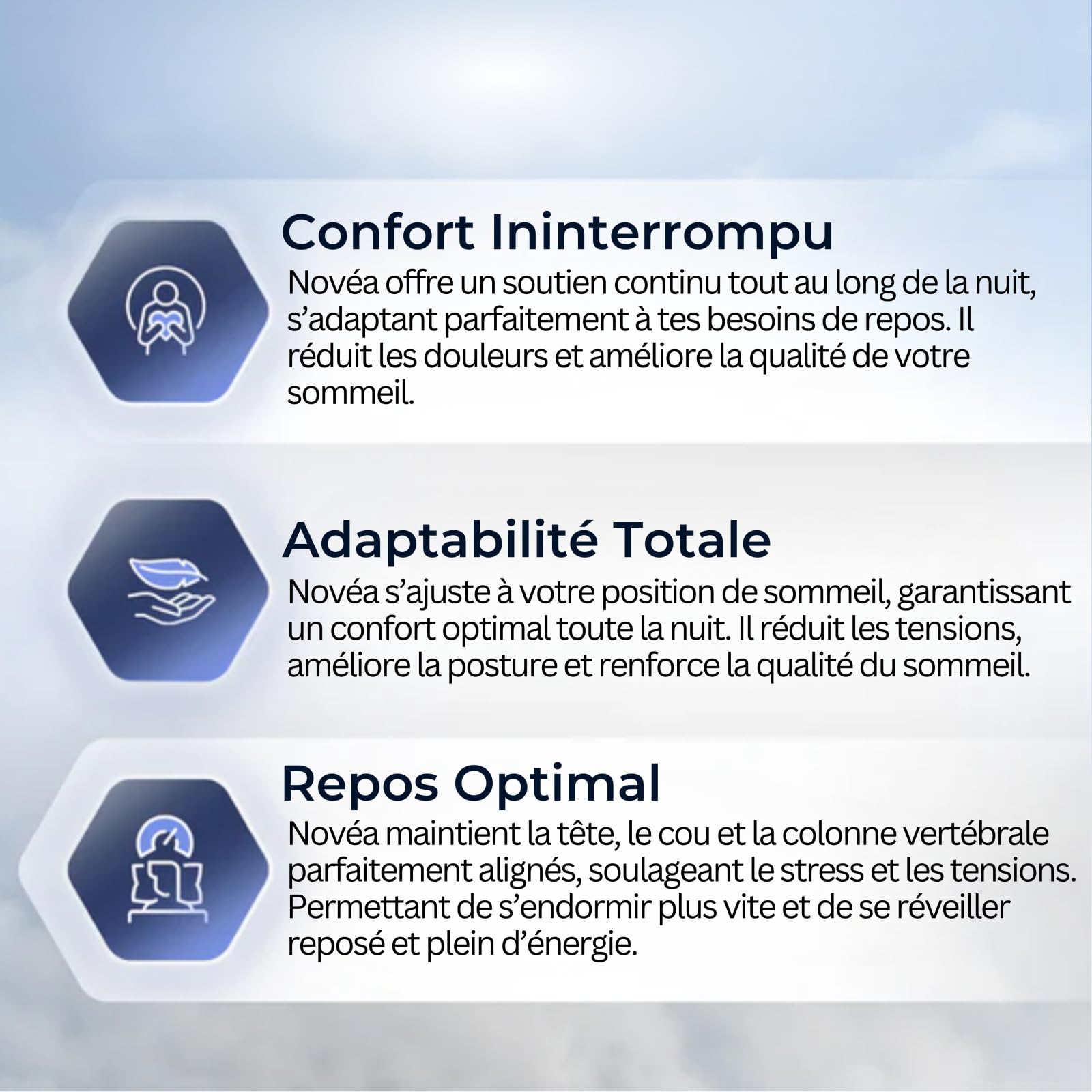 Novéa - Soulagement Cervical，Oreiller en Mousse à mémoire de Forme 2 en 1 Soulage l'inconfort Pendant Le Sommeil et améliore Le Confort Convient à Toutes Les Positions de Sommeil
