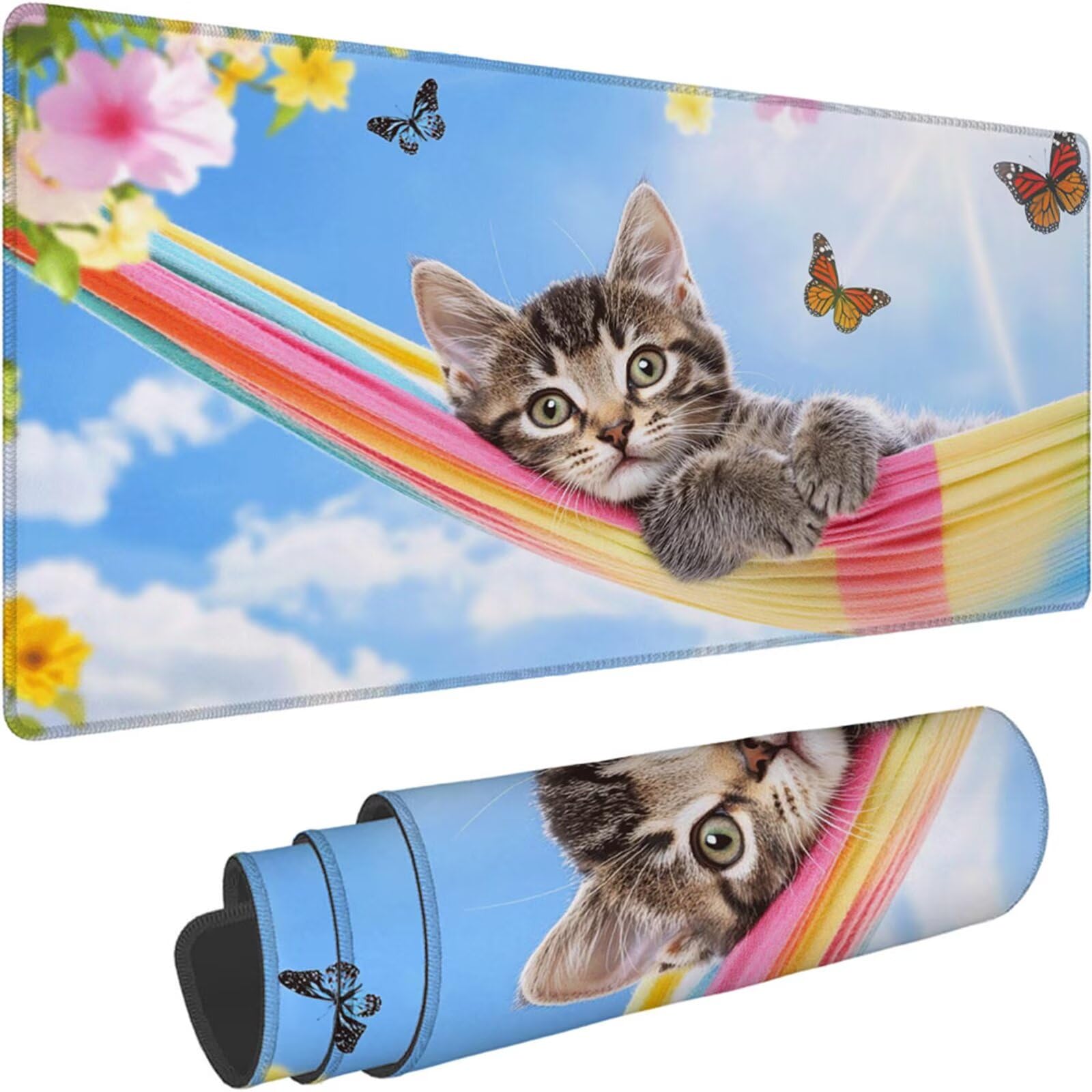 Gamingowa podkładka pod mysz 1200 x 600 x 3 mm, XXL, wodoszczelna, odporna na ścieranie, z przyszytymi krawędziami, niebieska, podkładka na biurko, poprawia prędkość i precyzję pod laptopa, komputera