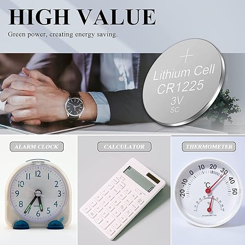 Miniatura 6 de CR1225 - Pila de moneda de botón de litio de 3 V para llave de automóvil 5 años de vida útil 5 unidades