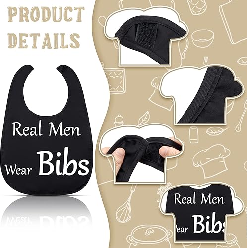 Miniatura 4 de Zhanmai 4 piezas de baberos divertidos para adultos para mujeres, ancianos y hombres, ajustables, lavables, protectores de ropa de comedor, regalos