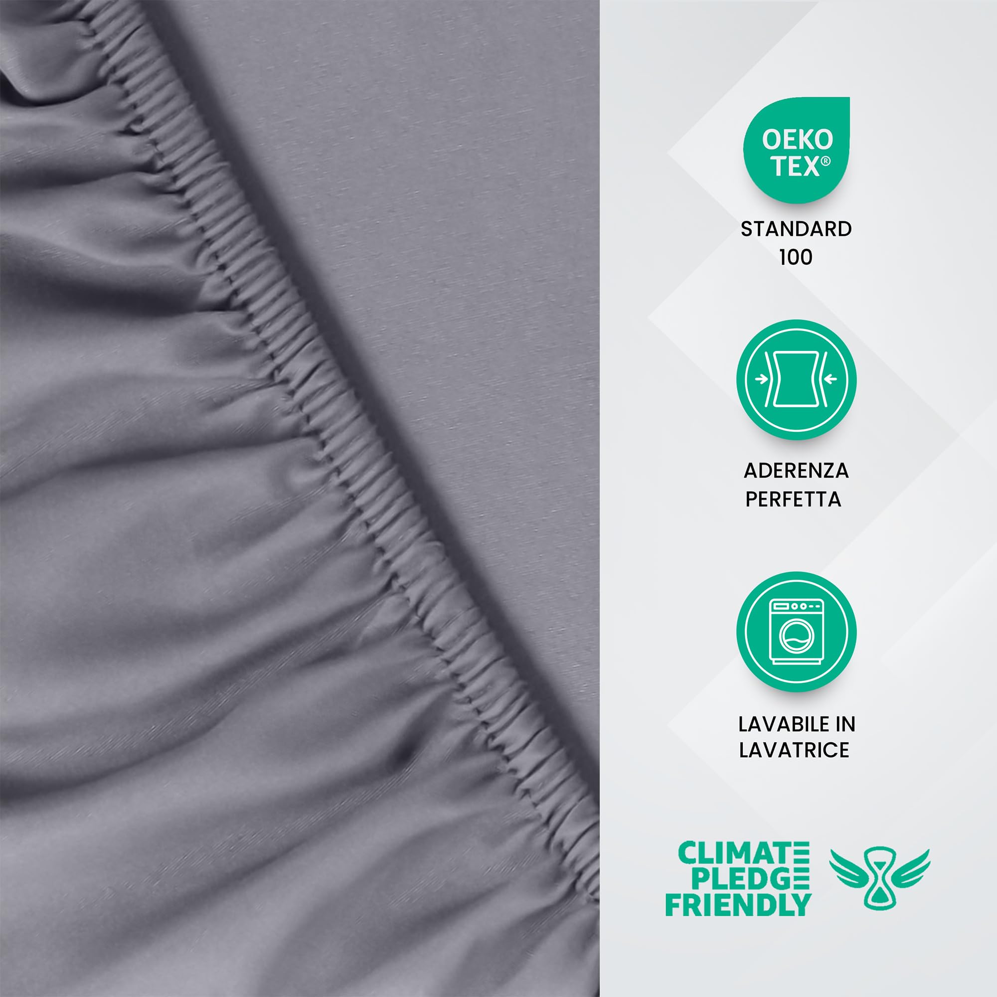 Utopia Bedding Lenzuolo con Angoli Due Piazze Matrimoniale - 160x200cm - Grigio - Microfibra di Poliestere Spazzolato - Lenzuolo sotto con Angoli Elasticizzato