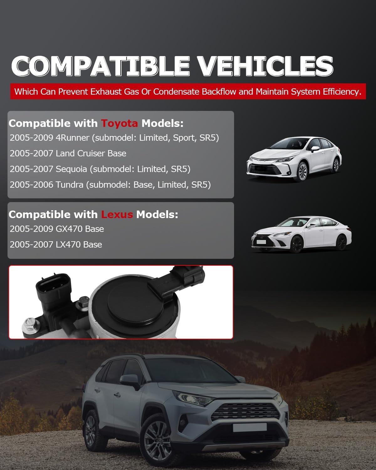 1ST 911-644 Secondary Air Injection Check Valve Compatible with Toyota 4Runner Land Cruiser Base Sequoia Tundra, for Lexus GX470 LX470 2005-2009, Replaces OE: 25710-50020 25710-50022 25710-50021