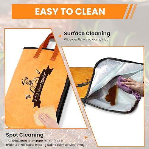 Miniatura 5 de Manta de barbacoa de 21 pulgadas para descansar carne, bolsa reutilizable a prueba de aceite para ahumar con aislamiento de 5 capas, accesorios