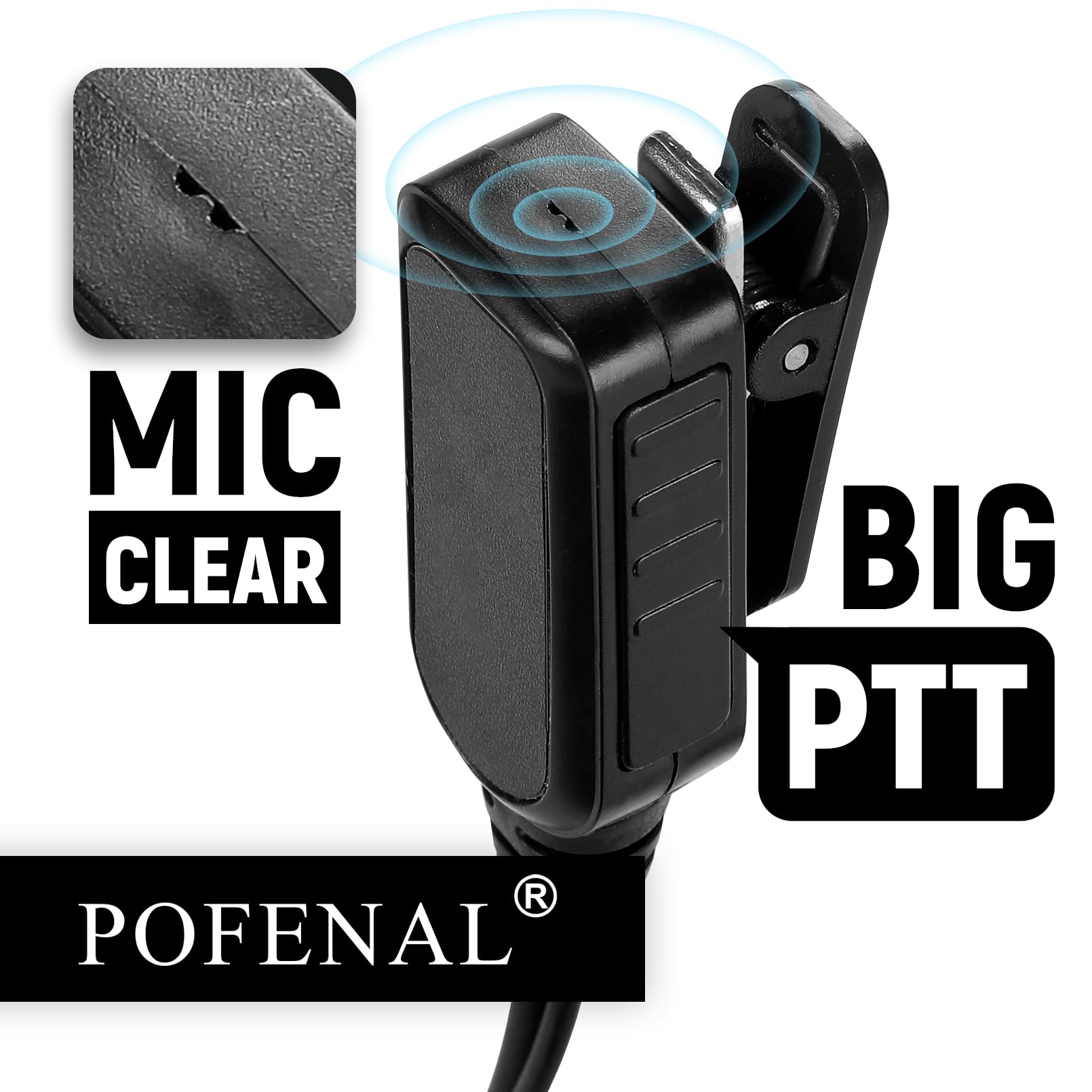 RDM2070D 2-przewodowa słuchawka do monitoringu Motorola Walkie Talkie (CLS1410/CP200/GP2000) i radia Bearcom - zestaw słuchawkowy radia Walkie Talkie z dużym mikrofonem PTT i 2-pinową rurką