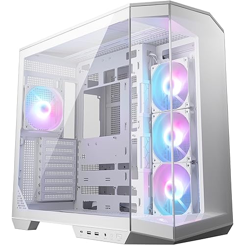 MSI MAG PANO 100R PZ White Boîtier PC ATX - Compatible Installation Verticale de Carte Graphique, Support GPU, filtres à poussière, Cage de Stockage pivotante, Double Compartiment, USB Type-C 20 GB/s - MAG PANO 100R PZ WHITE - ATX