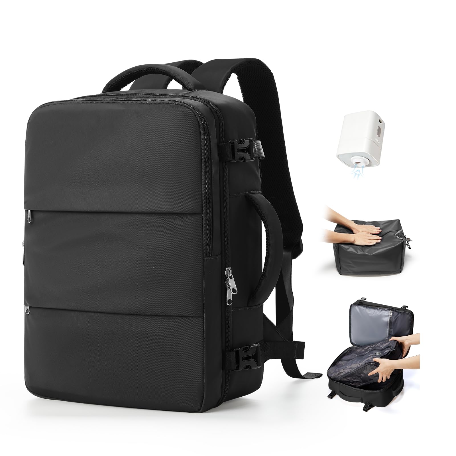 BJLFS Zaino da Viaggio Ryanair 40x30x20 Sottovuoto con Pompa Elettrica | Bagaglio a Mano 40x30x20 Sottovuoto con Pompa Borse da Cabina per Wizzair Zaino Casual Impermeabile per Laptop da 16 Pollici
