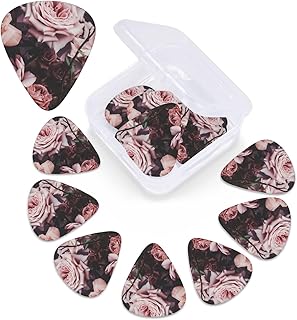 flower aesthetic print Guitar Picks 12 Pack Personalized Guitar Picks with Storage Box Guitar Accessories for Ukulele Electric Acoustic Guitars Bass