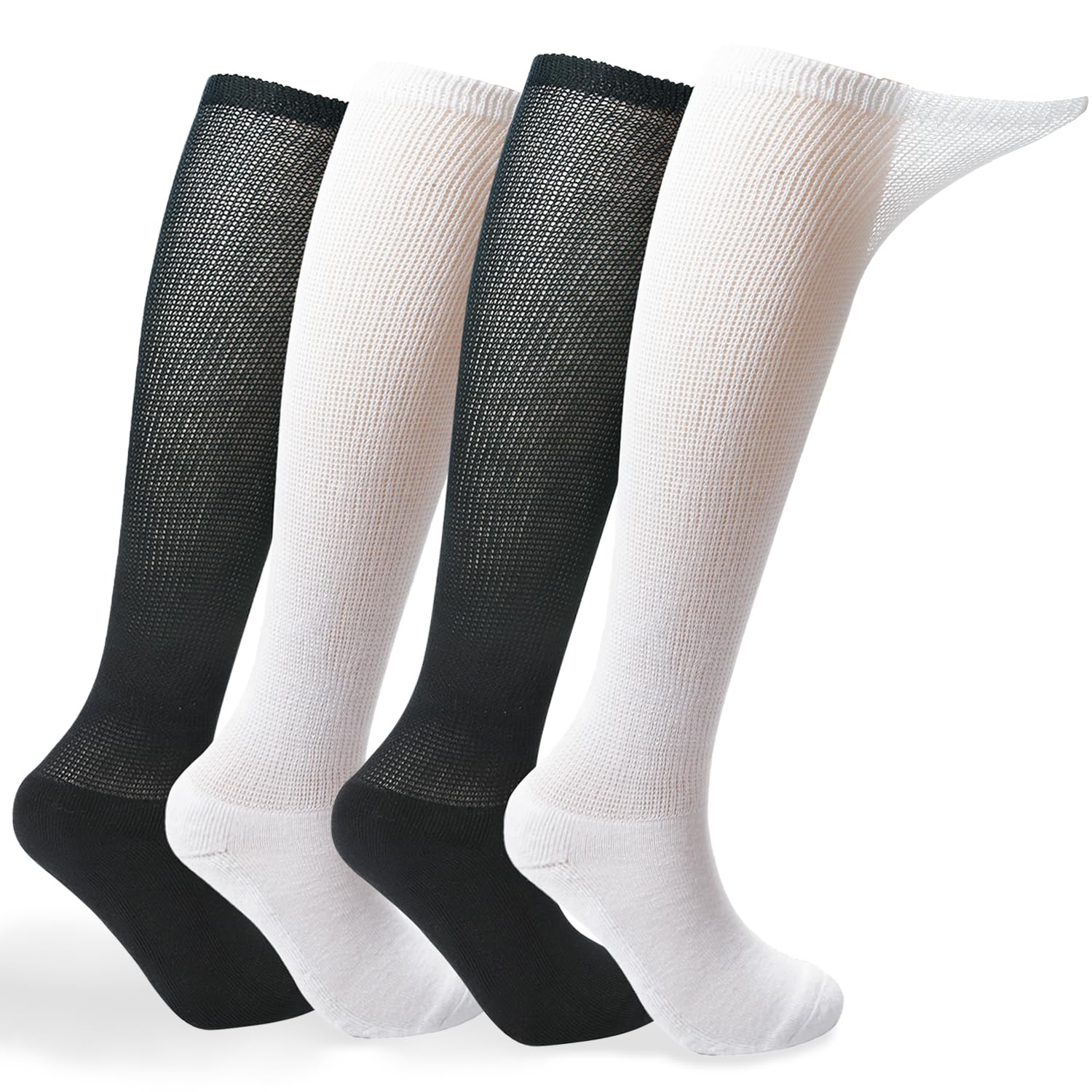 +MD4 Pack Men’s Extra Wide Non-Binding Diabetic and Circulatory Viscose from Bamboo Over The Knee Socks with Cushioned Sole