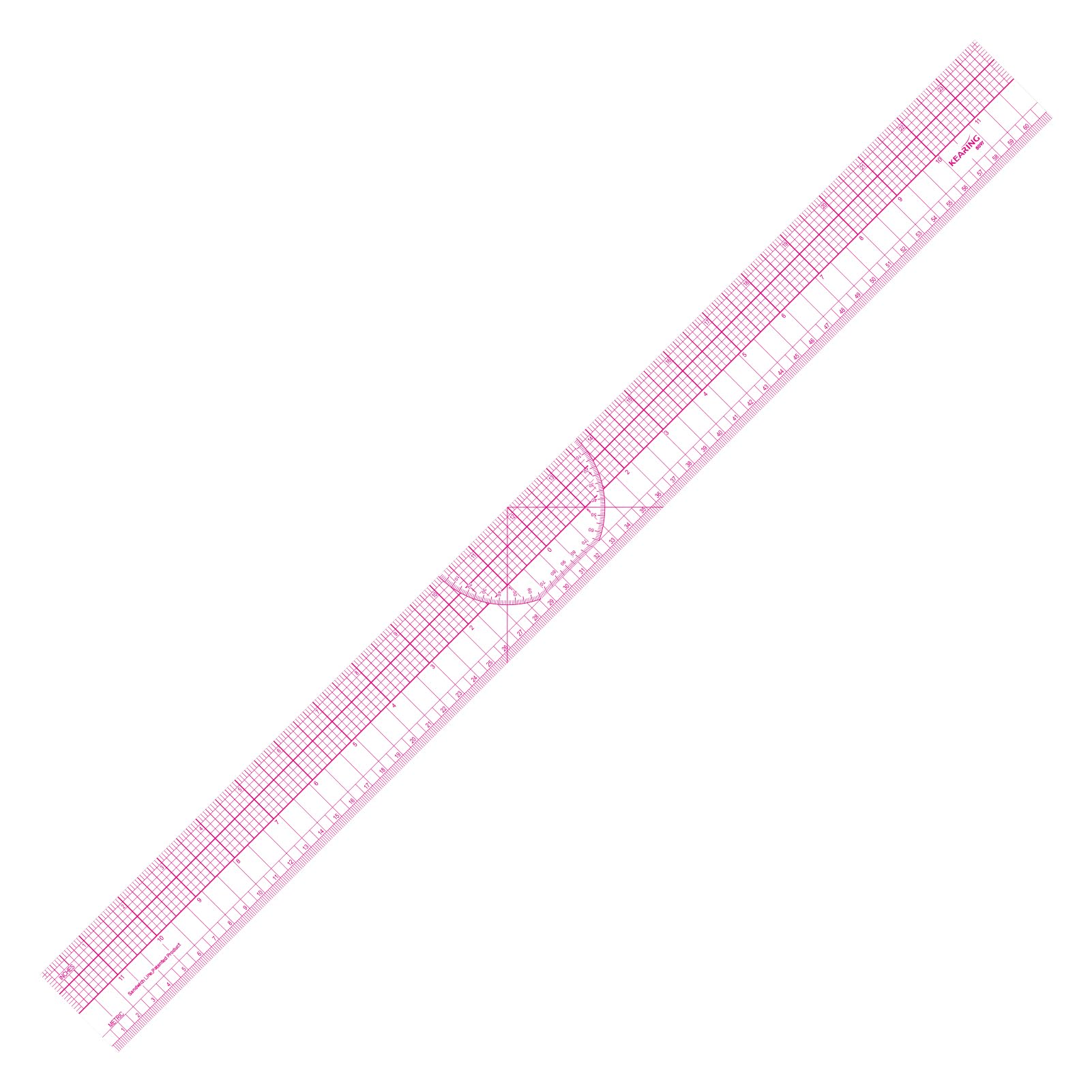 KEARING Clear Sewing Graph Fashion Design Ruler, Sandwich Line, 2 x 24 & 60cm, Transparent Pattern Grading Dress Making Ruler for Sewing Quilting