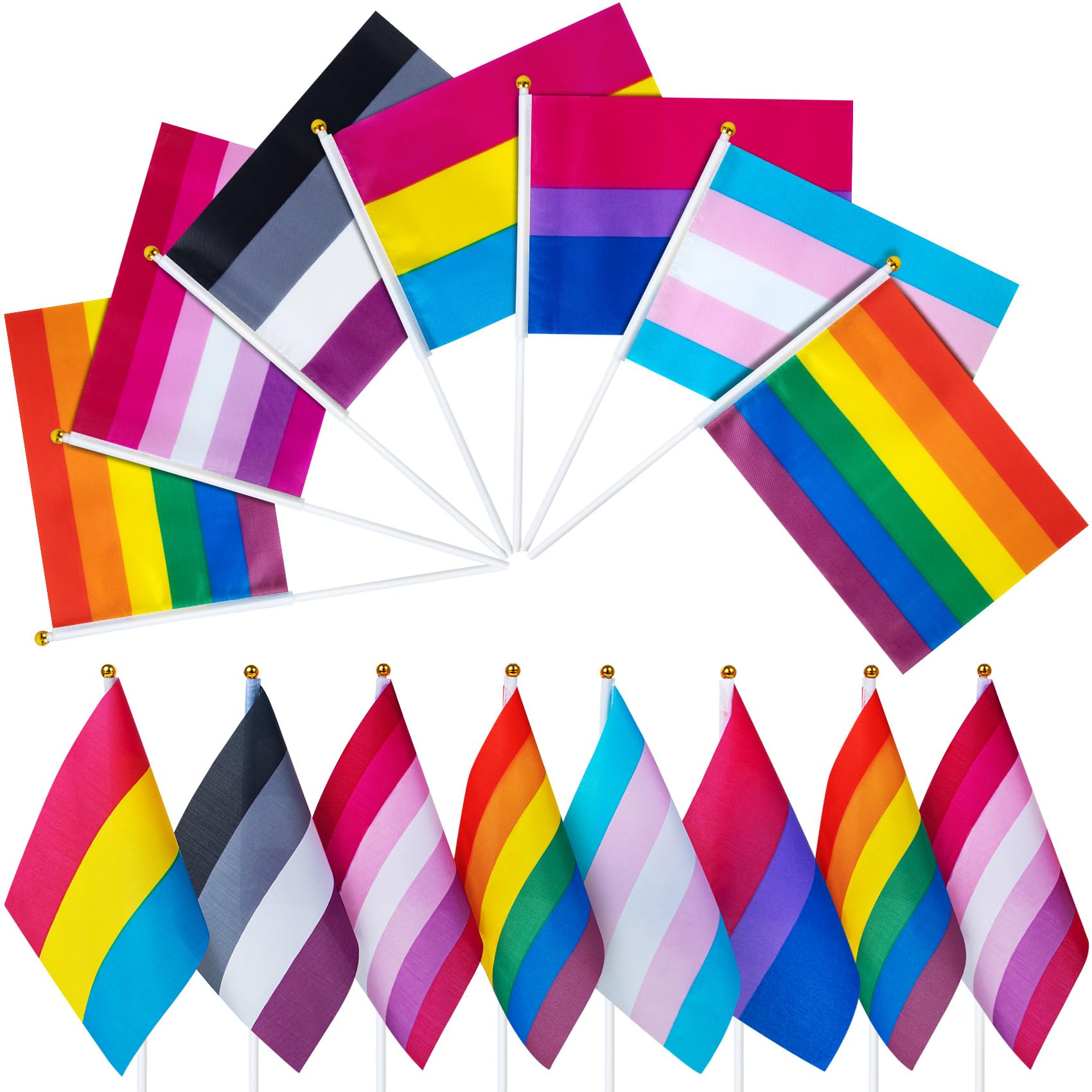 Photo 1 of 48 Pack Pride Stick Flags, 18 Pack Rainbow Mini Gay Flags, 6x5 Pack Transgender Asexual Bisexual Pansexual Lesbian Flags, LGBT Party Accessories Pride Stuff for Parades Outdoor Garden Decorations