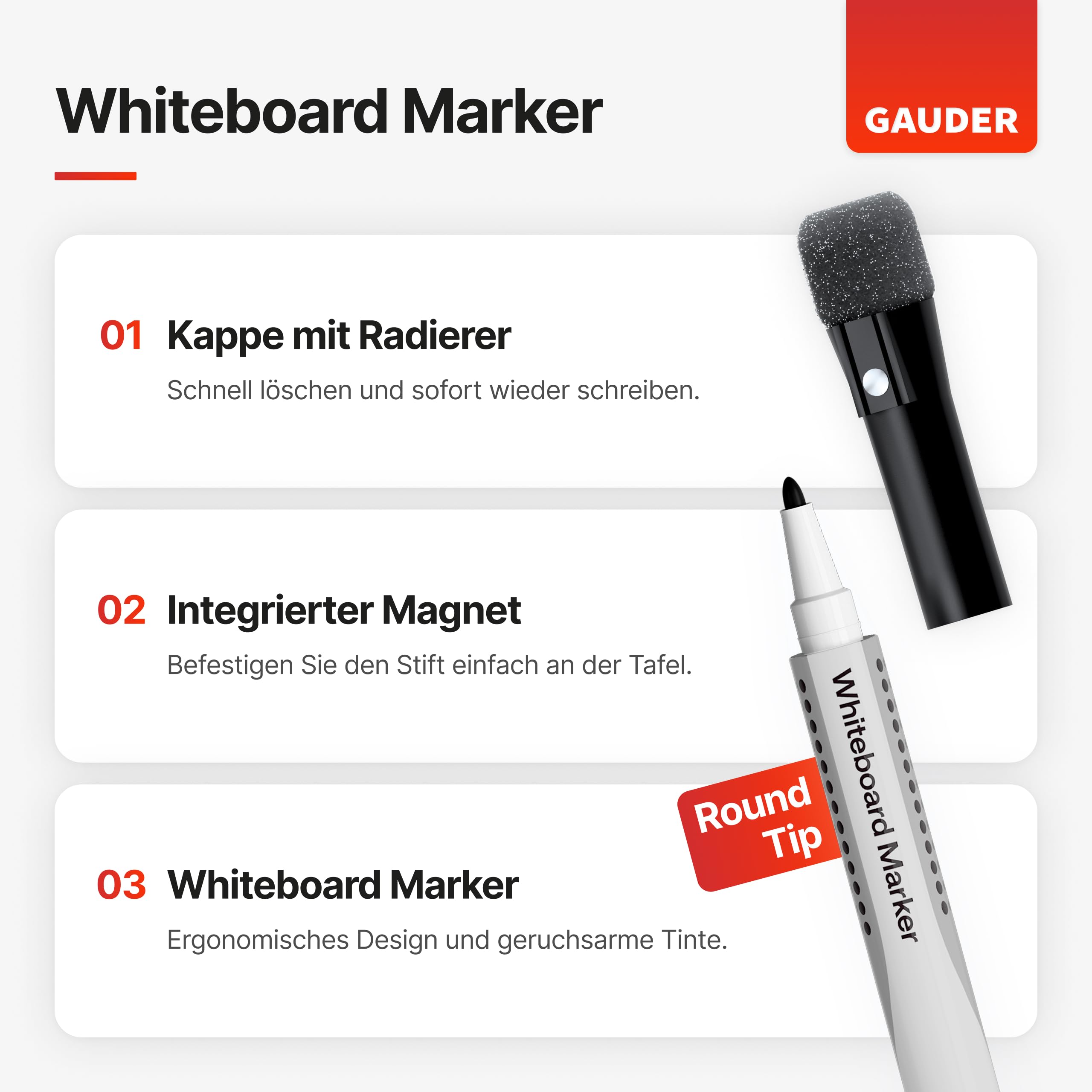 TWOHANDS Whiteboard Marker 12 Stück - Dünne Spitze 0,7mm, 11 Farben, Abwischbar TWOHANDS Whiteboard Marker 12 Stück - Dünne Spitze 0,7mm, 11 Farben, Abwischbar