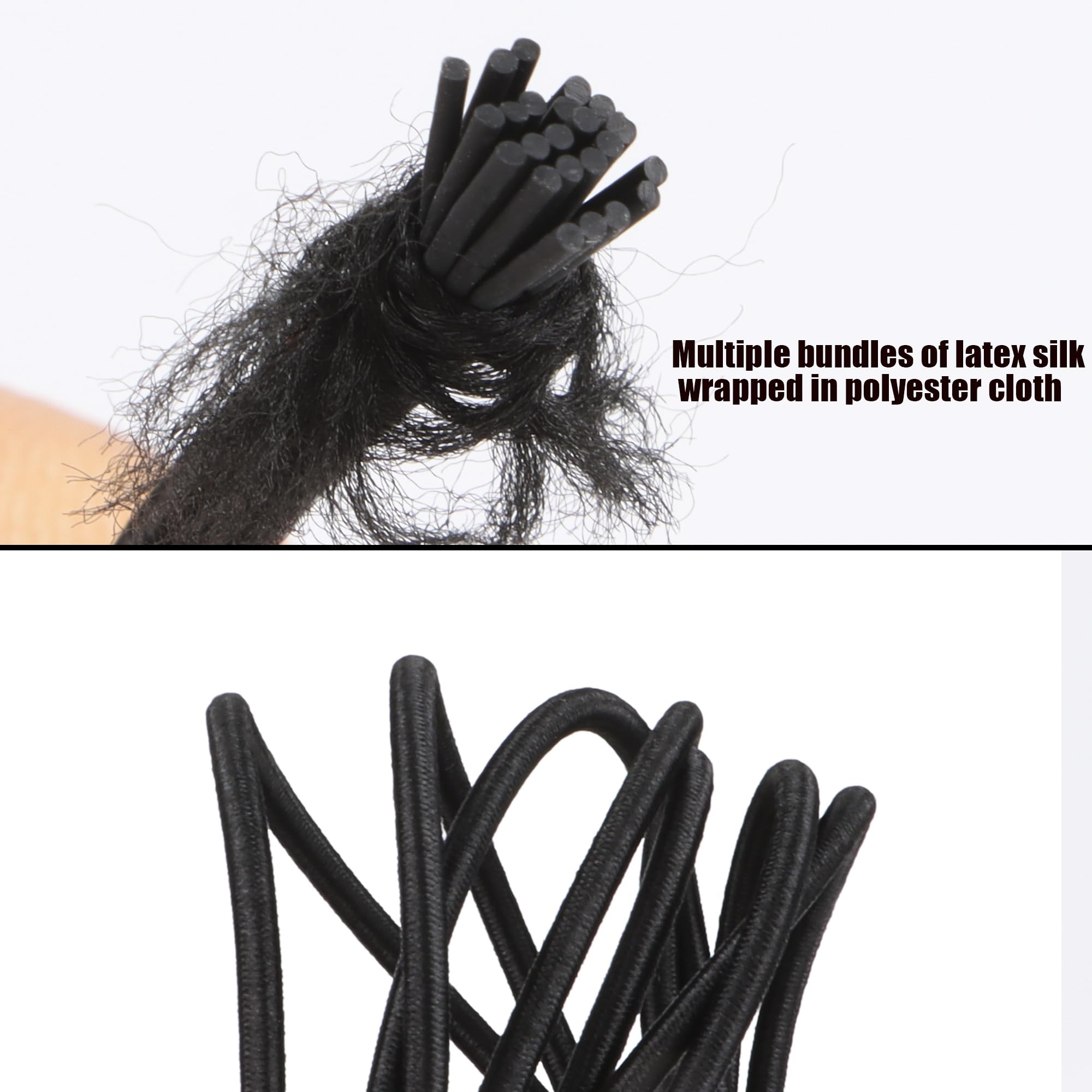 Fermacorda A Molla 50 Pezzi Con Cavo Elastico 3 Piedi - Chiusure Per Cordini Nere | Per Zaini E Abbigliamento