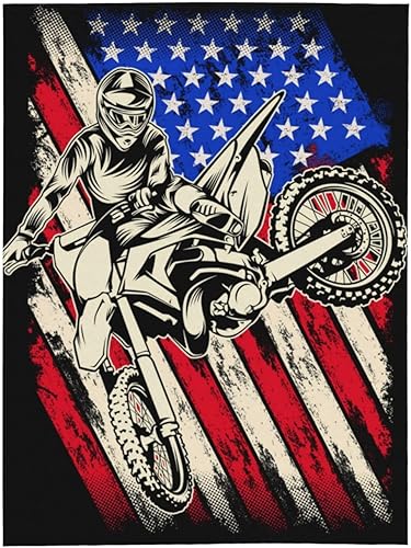 Miniatura 3 de Manta de forro polar con bandera estadounidense de motocross para motocross, tamaño Queen, manta de cama suave, ligera, mullida y acogedora de