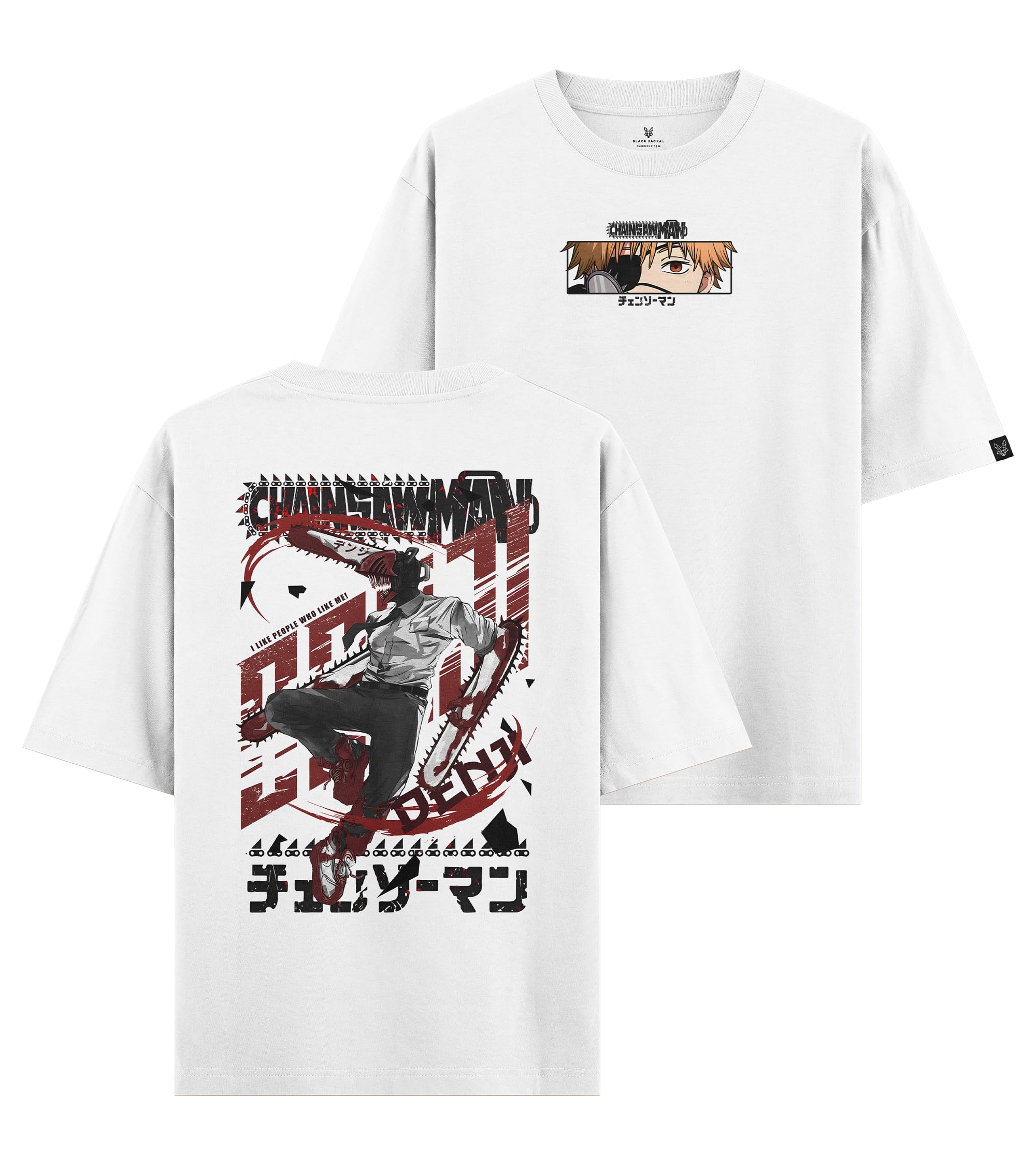 Black Jackal | Premium Oversized Unisex T-Shirt | Denji Graphic Tee | Chainsaw Man | 100% Bio-Washed Cotton | 240 GSM Fabric-image-39