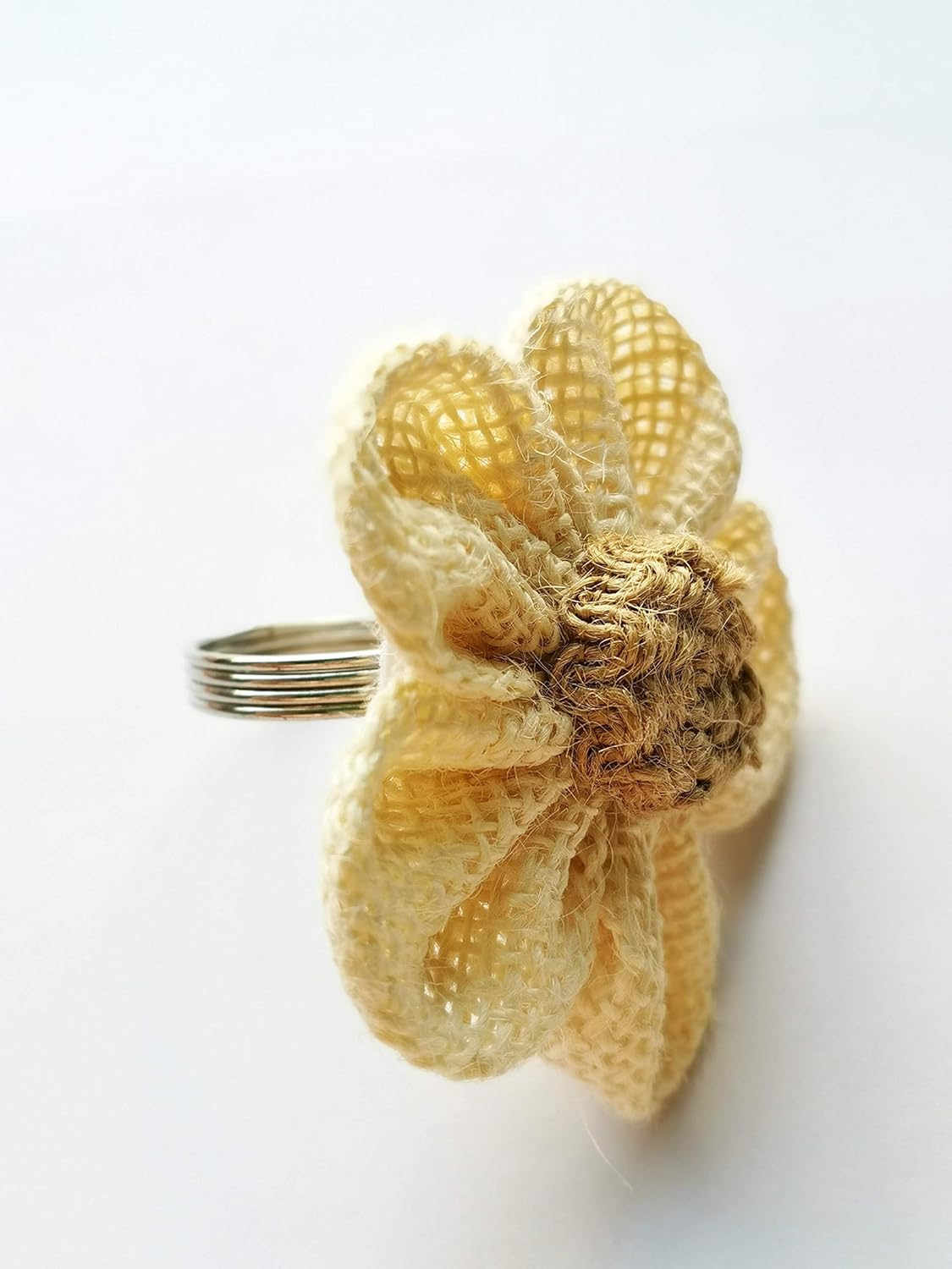 Black Friday - 70% OFF YCT White Flowers Napkin Rings for Wedding, Party, Holiday, Dinner Decor.A Set of 6. (White+Brown)