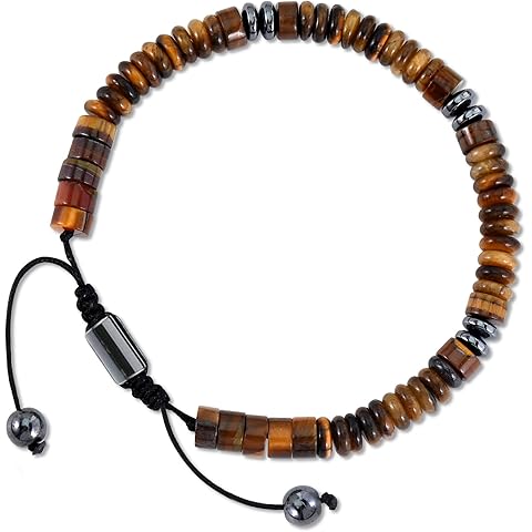 VIBILIA Healing Crystal Bracelets Beaded Bracelets for Men Women Natural Stone Adjustable Bracelets Unique Gifts for Father Son Grandfather Brother Friend