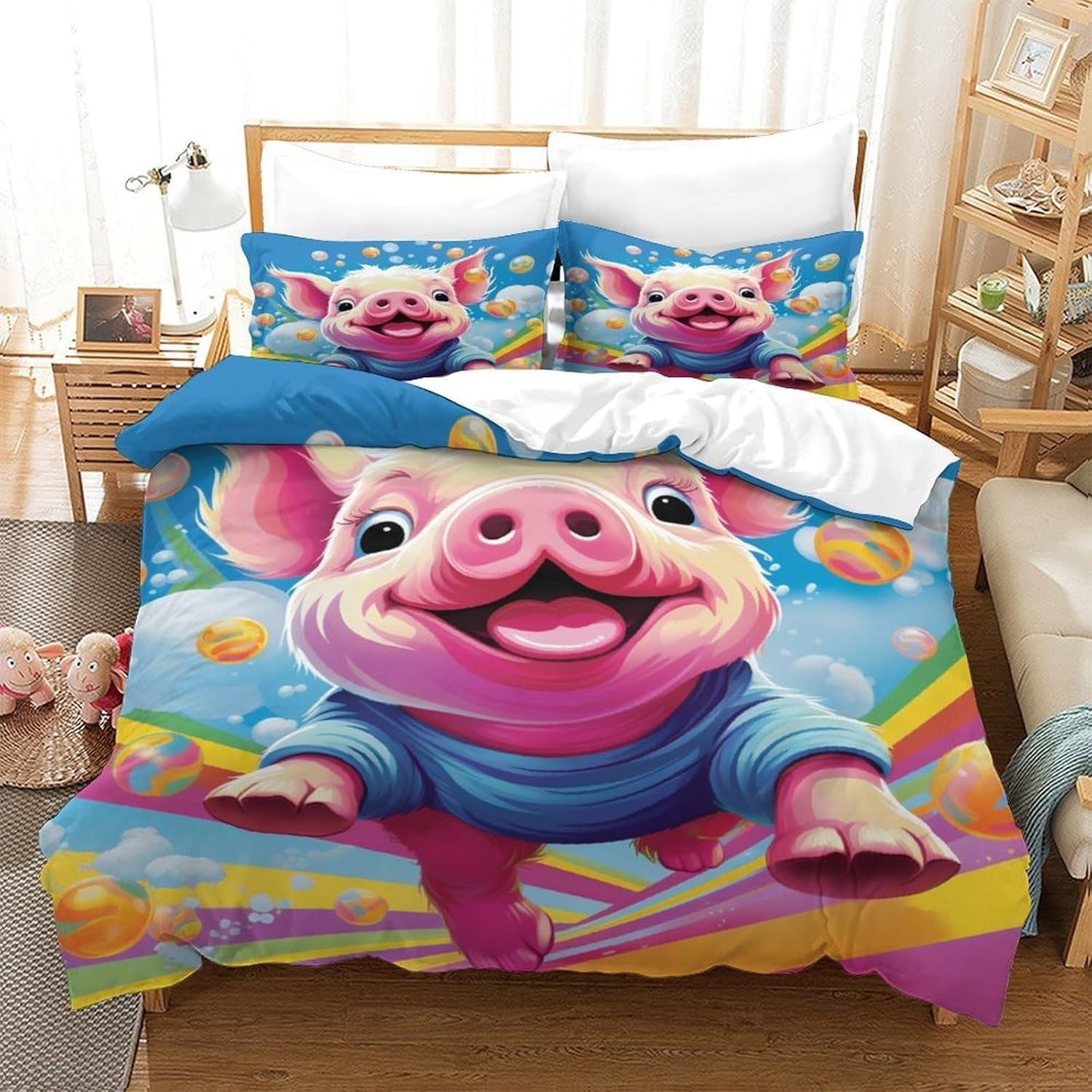 Zestawy poszewek na kołdrę 155 x 220 świnki jesień pościel mikrofibra poszewka na kołdrę 155 x 220 cm luksusowy zestaw pościeli z nadrukiem 3D poszewka na kołdrę z 2 poszewkami na poduszki 50 x 75 cm