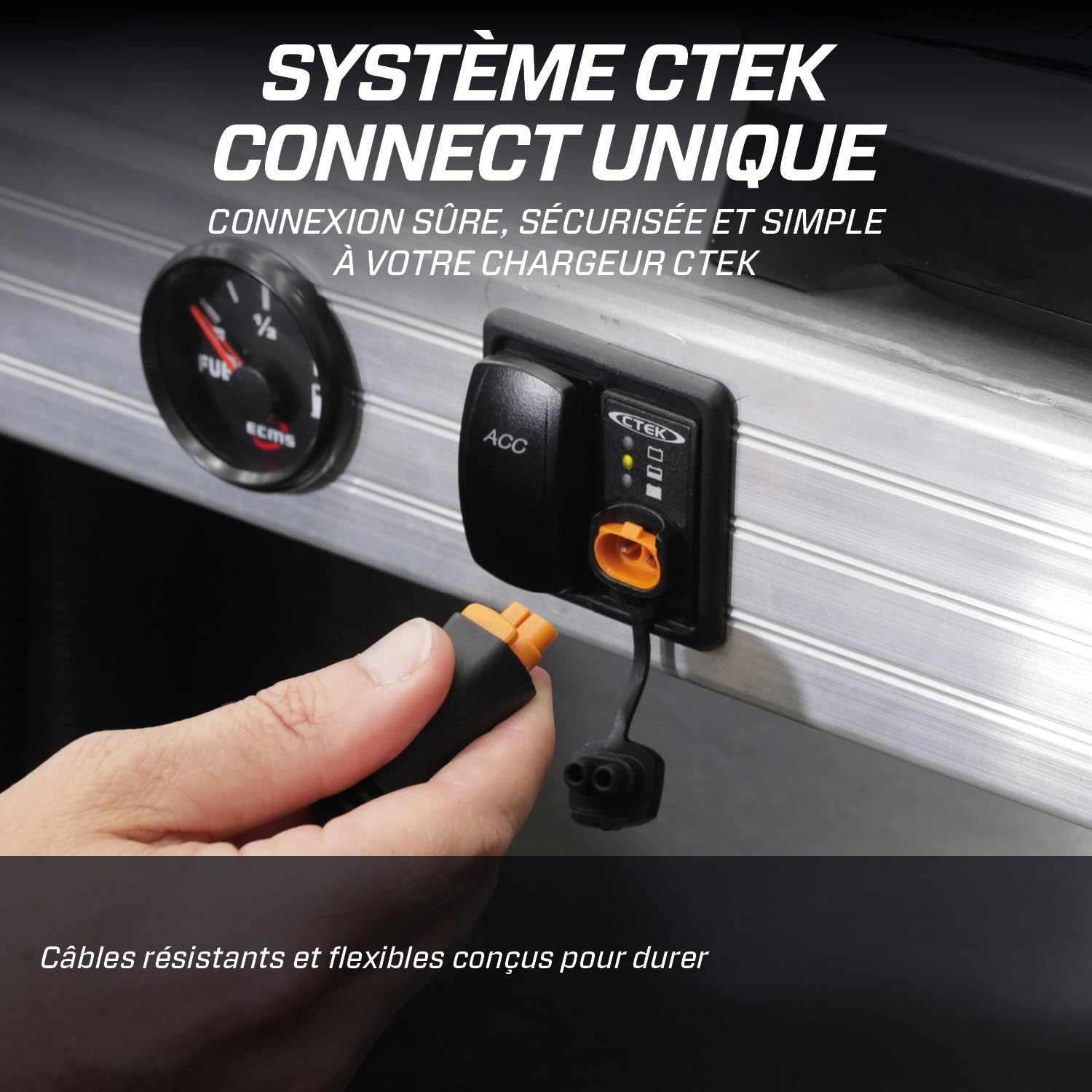CTEK Indicator Panel 1,5M, Indicateur LED Monté sur Panneau Indiquant État de Charge de la Batterie et Quand Charger, pour Batteries 12V Plomb-Acide, pour Voitures, Motos et Autres Véhicules