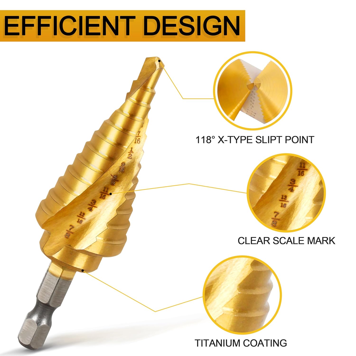DWA1786IR DWA1784IR DWA1783IR StepBit for DEWALT Step Drill bit ，Impact Ready for Metal 3/16-Inch-7/8-Inch 3/16-Inch-1/2-Inch 1/8-Inch-1/2-Inch (3 PCS)