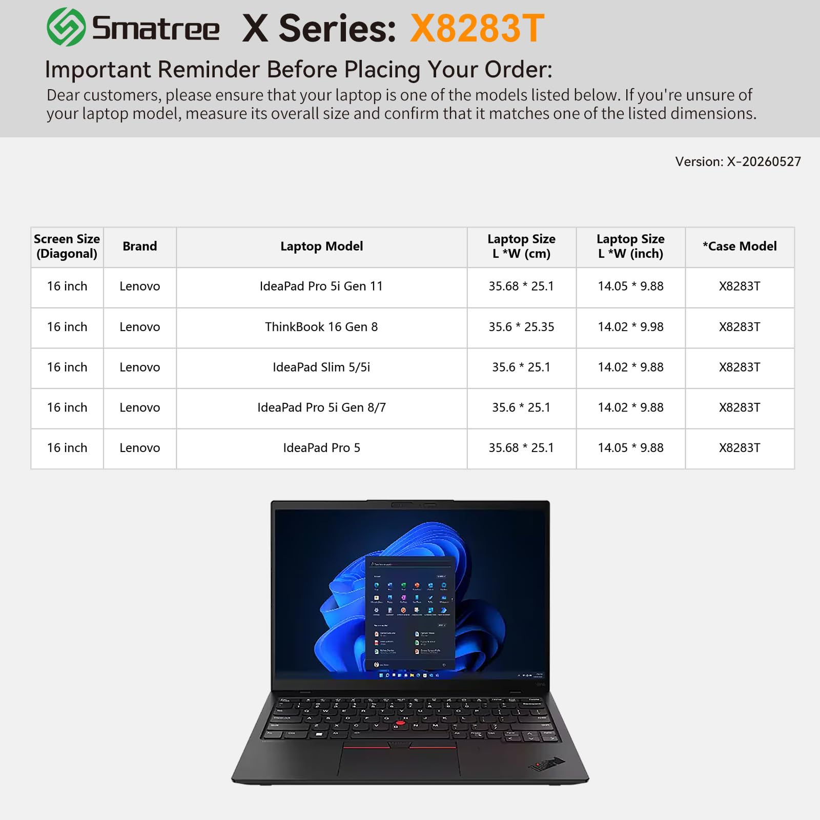Smatree Twardy rękaw ochronny EVA, kompatybilny z Lenovo ThinkBook 16 Gen 8, 40.6 cm IdeaPad Slim 5i/5, Lenovo IdeaPad Pro 5/5i, wodoodporne i antywstrząsowe etui na laptopa, biały (X8283TW)