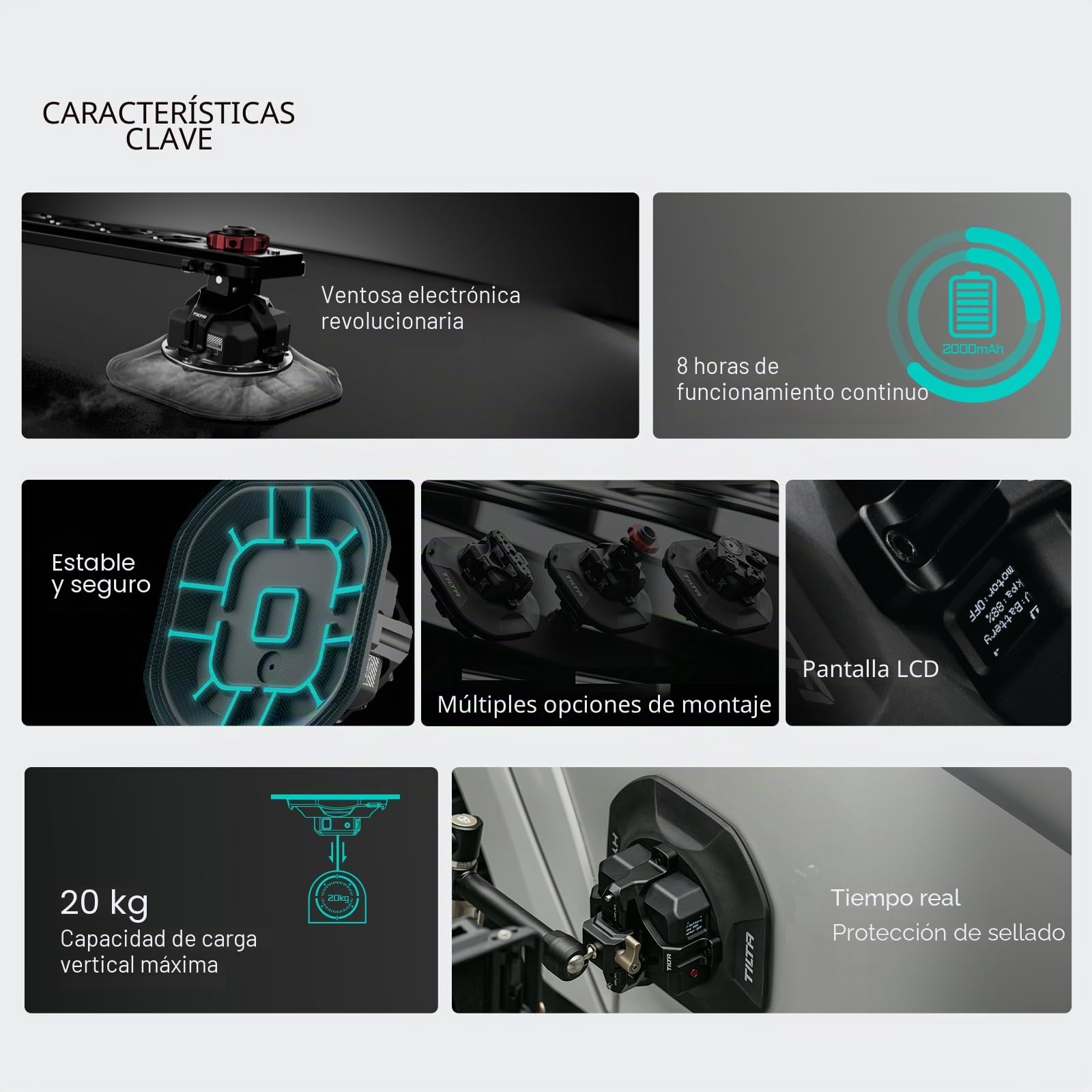 Tilta Soporte de Montaje de la OTAN para 4,5 Pulgadas Ventosa electrónica, Montaje de la succión de la cámara en la Ventana del Coche/capó para la cámara/cámara de acción/teléfono HDA-NMB