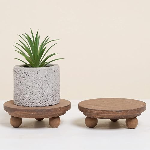 Vista 27 de Defined Deco Mini elevadores para exhibición, elevadores de madera para decoración, pedestales redondos pequeños de 5 pies (juego de 2, blanco)