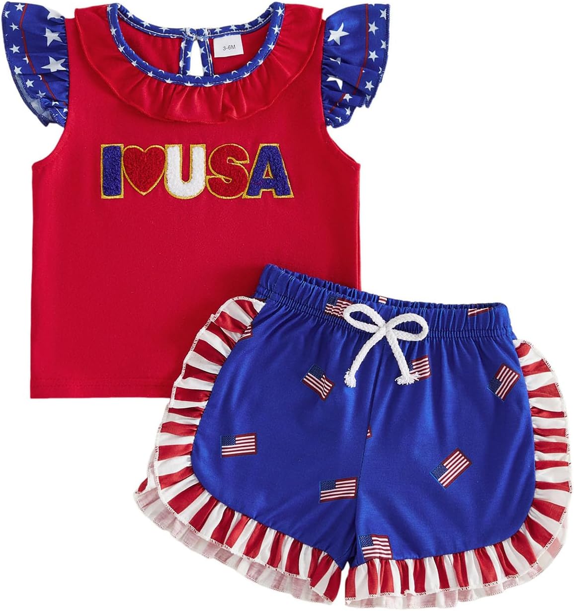 4th of July Baby Girl Outfits Memorial Day Short Sleeve T Shirt Top Shorts Set Cute Toddler 4th of July Outfit