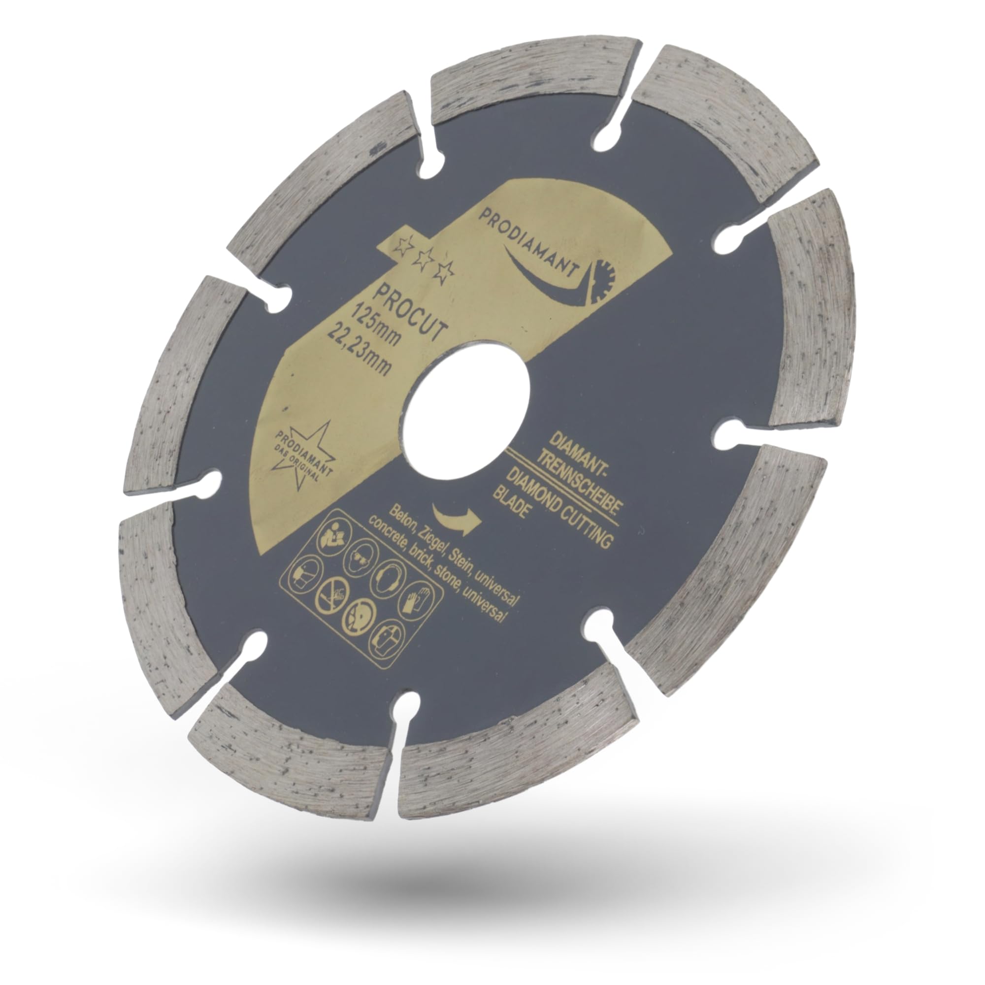 PRODIAMANT Lot de 2 disques à tronçonner diamantés universels 125 x 22,2 mm Béton, pierre, brique 125mm Disque diamant 10mm Segment - 5