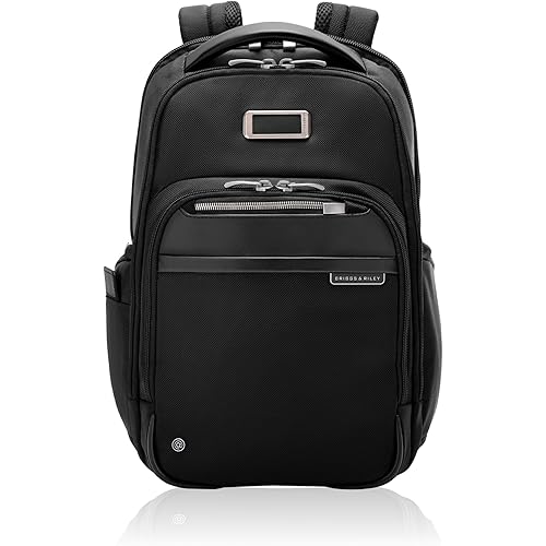 Briggs & Riley Medium Backpack for Women & Men - Laptop Backpack, For Work & Travel, Carry On Size, Lightweight & Durable, Padded Straps, Fits up to 14" Laptop - @work Collection, Black