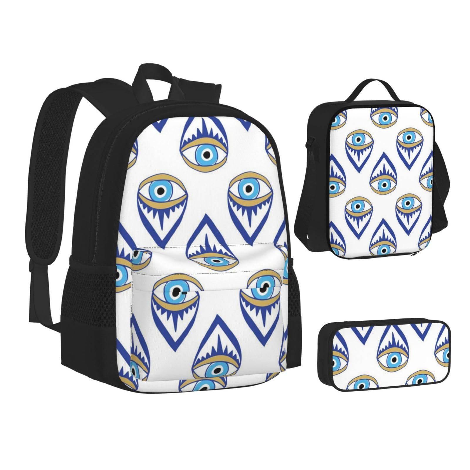 3 pezzi occhi (4) Set zaino, borsa a tracolla regolabile set con portapranzo astuccio