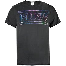 Amplified Muse Rainbow Letter Logo Men's Unisex Charcoal Band T-shirt Tee