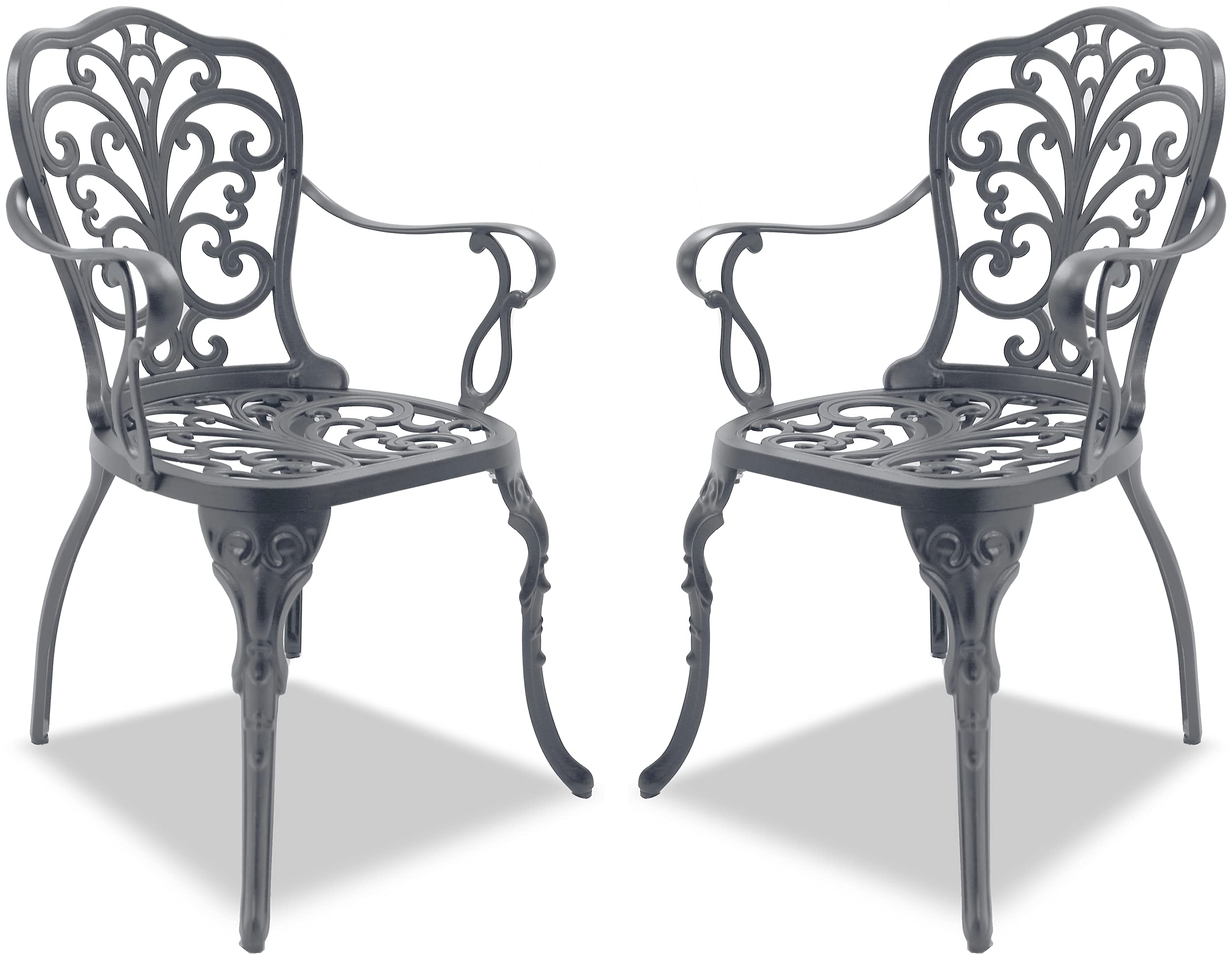Centurion Supports Bangui 2-Large Garden & Patio Chairs with Armrests in Cast Aluminium Grey