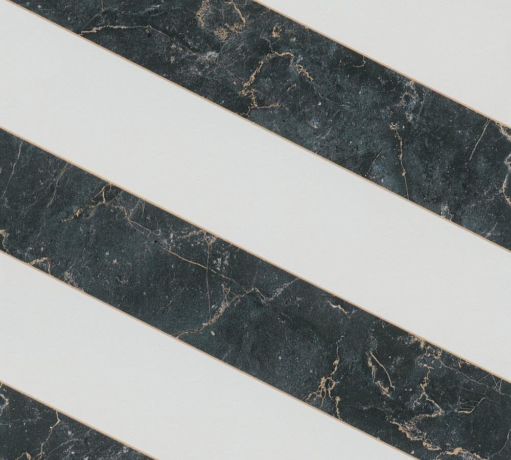 Yöl Sample Marble Stripe Wallpaper Textured Vinyl Metallic Silver Black White