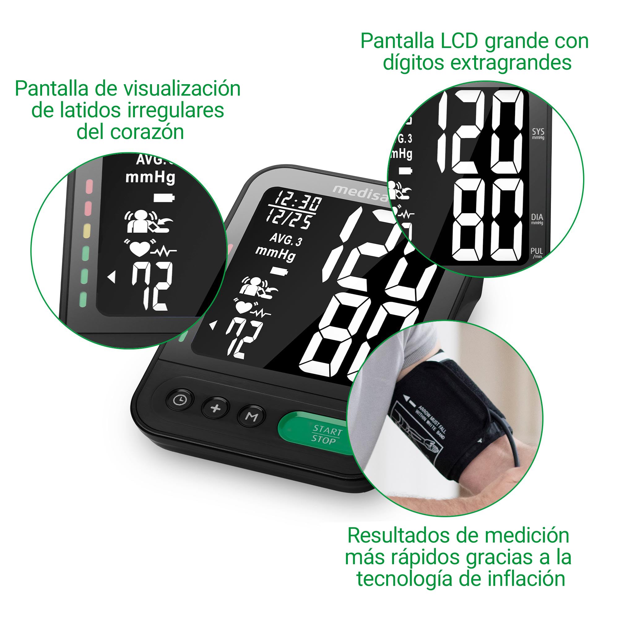 medisana BU 582 Tensiómetro de brazo, medición precisa de la presión arterial y el pulso con función de memoria, escala de semáforo, función de visualización de latidos irregulares