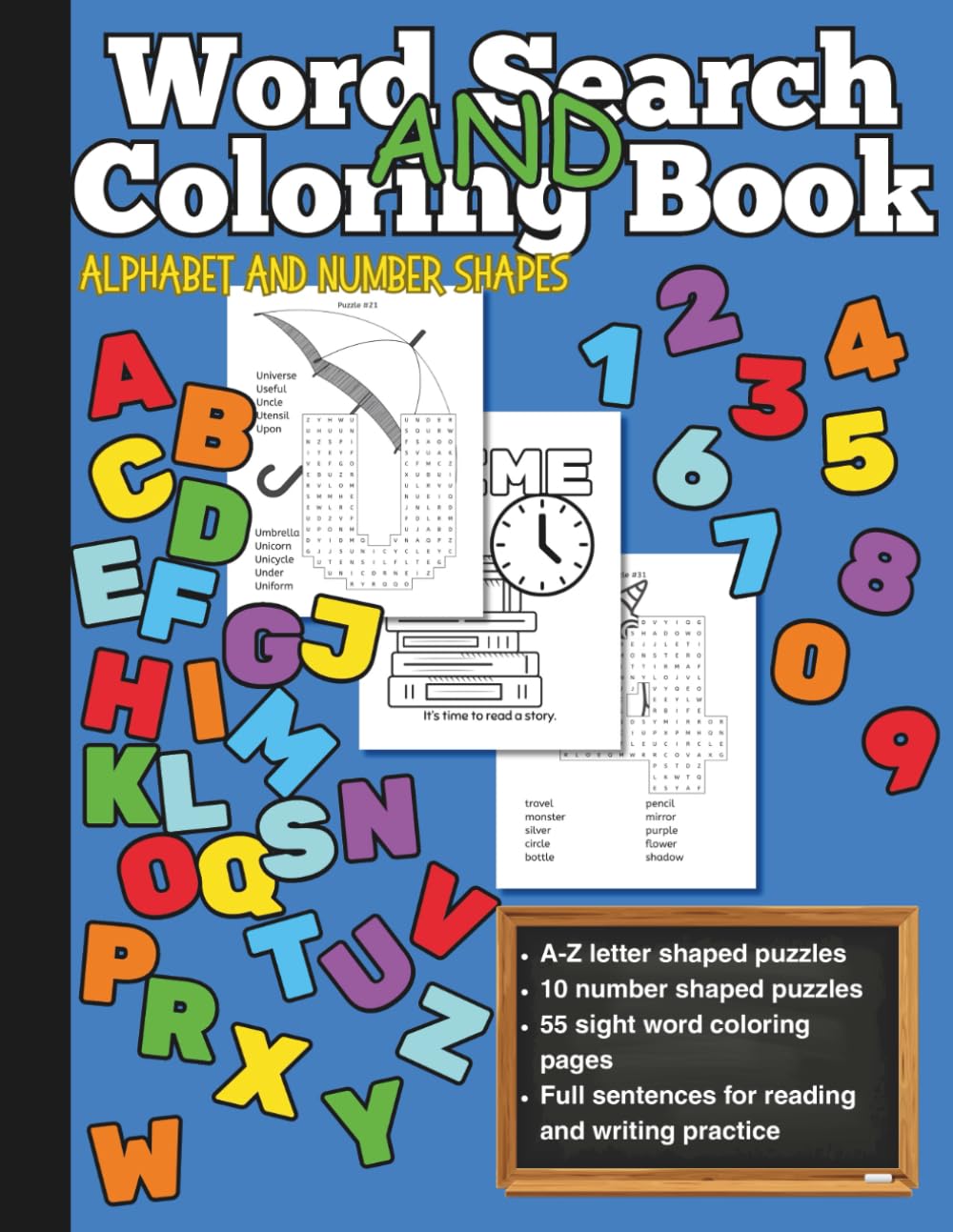 Word Search And Coloring Book: Alphabet And Number Shapes