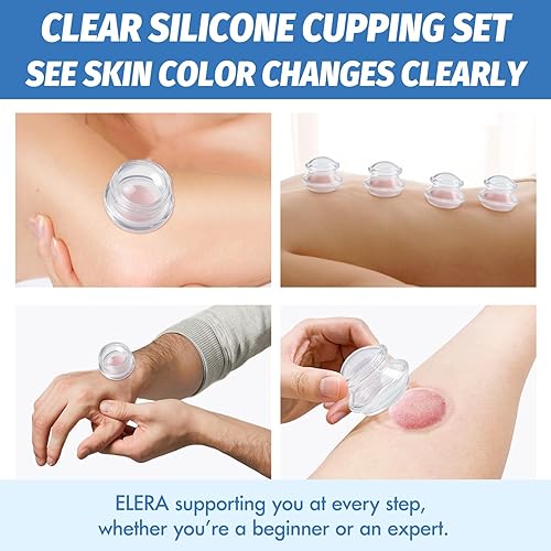 Miniatura 5 de ELERA Kit de ventosas para terapia de masaje juego de terapia de ventosas de silicona con 3 tazas de masaje (SML), ideal para celulitis, relajación