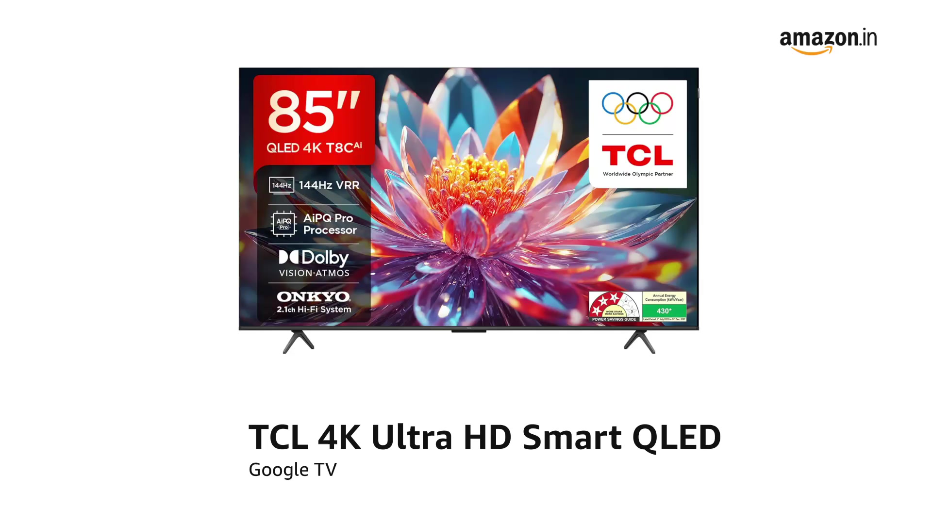 TCL 215 cm (85 inches) 4K Ultra HD Smart QLED Google TV 85T8C
