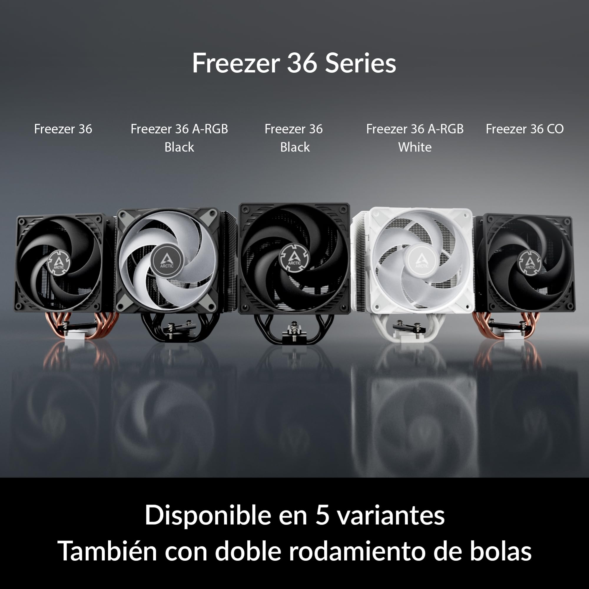 ARCTIC Freezer 36 A-RGB - Disipador CPU, Ventilador CPU de torre única con push-pull, Dos ventiladores P de 120 mm con presión optimizada, 200–2000 rpm, 4 Heatpipes, incl. MX-6 - Negro