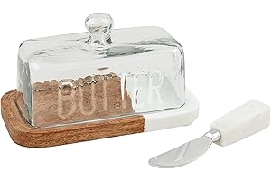 White Set Wood Marble Butter Dish, Spreader: Refresh Your Kitchen