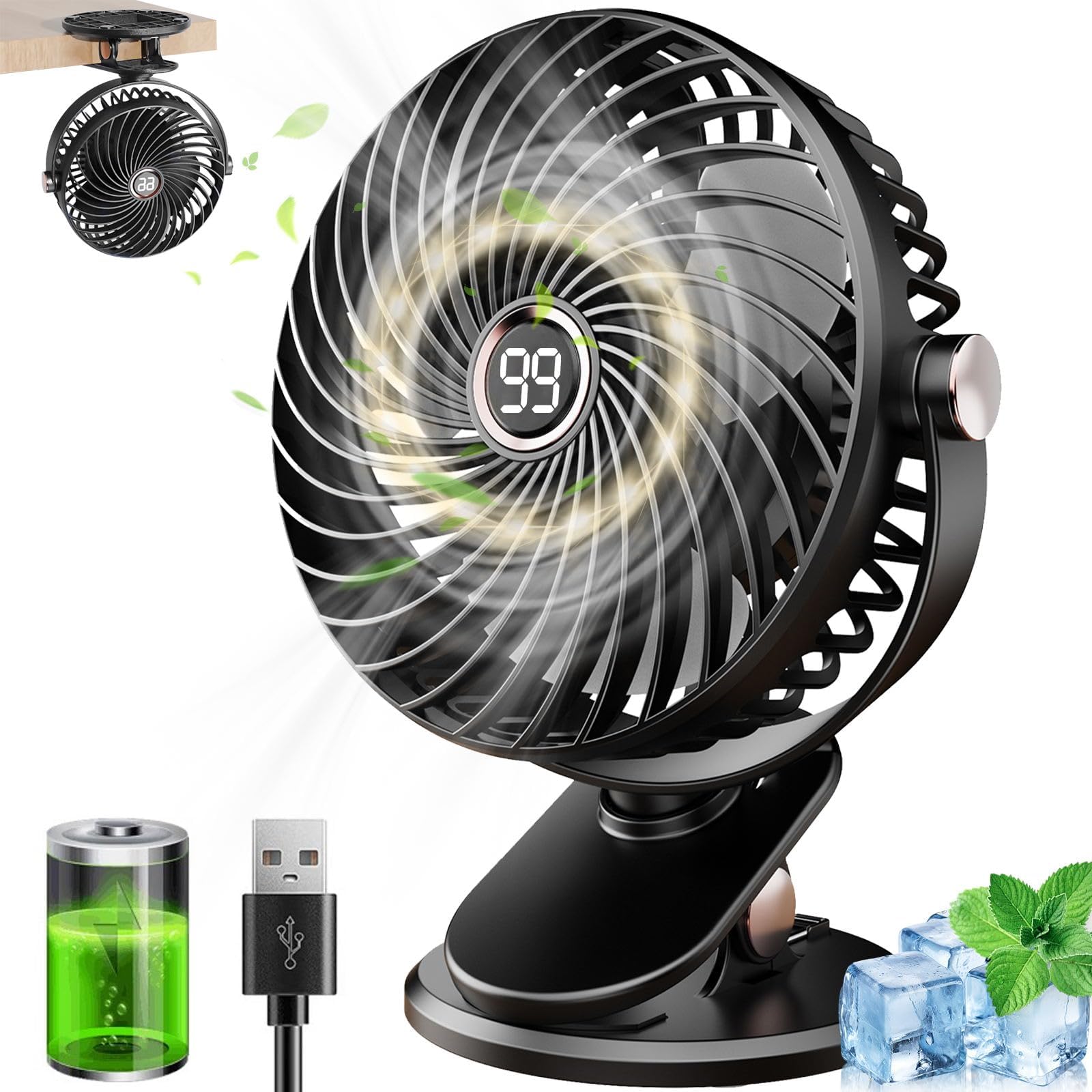 Ventilateur Portable Silencieux 4 Vitesses avec Brumisateur - L2 - Électroménager