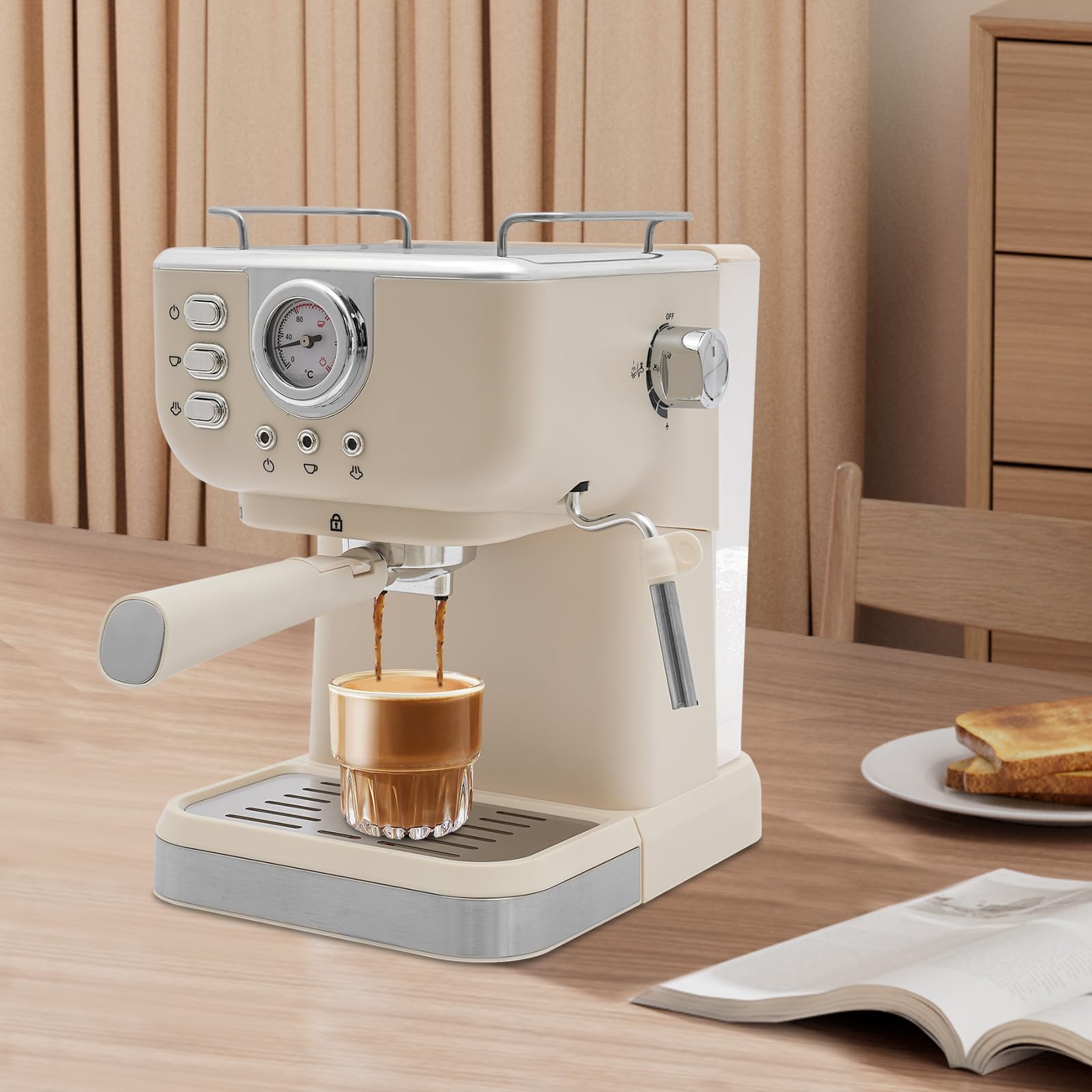 Machine à café 20 bars, machine à café expresso avec vaporisateur pour lait et cappuccino 2 en 1