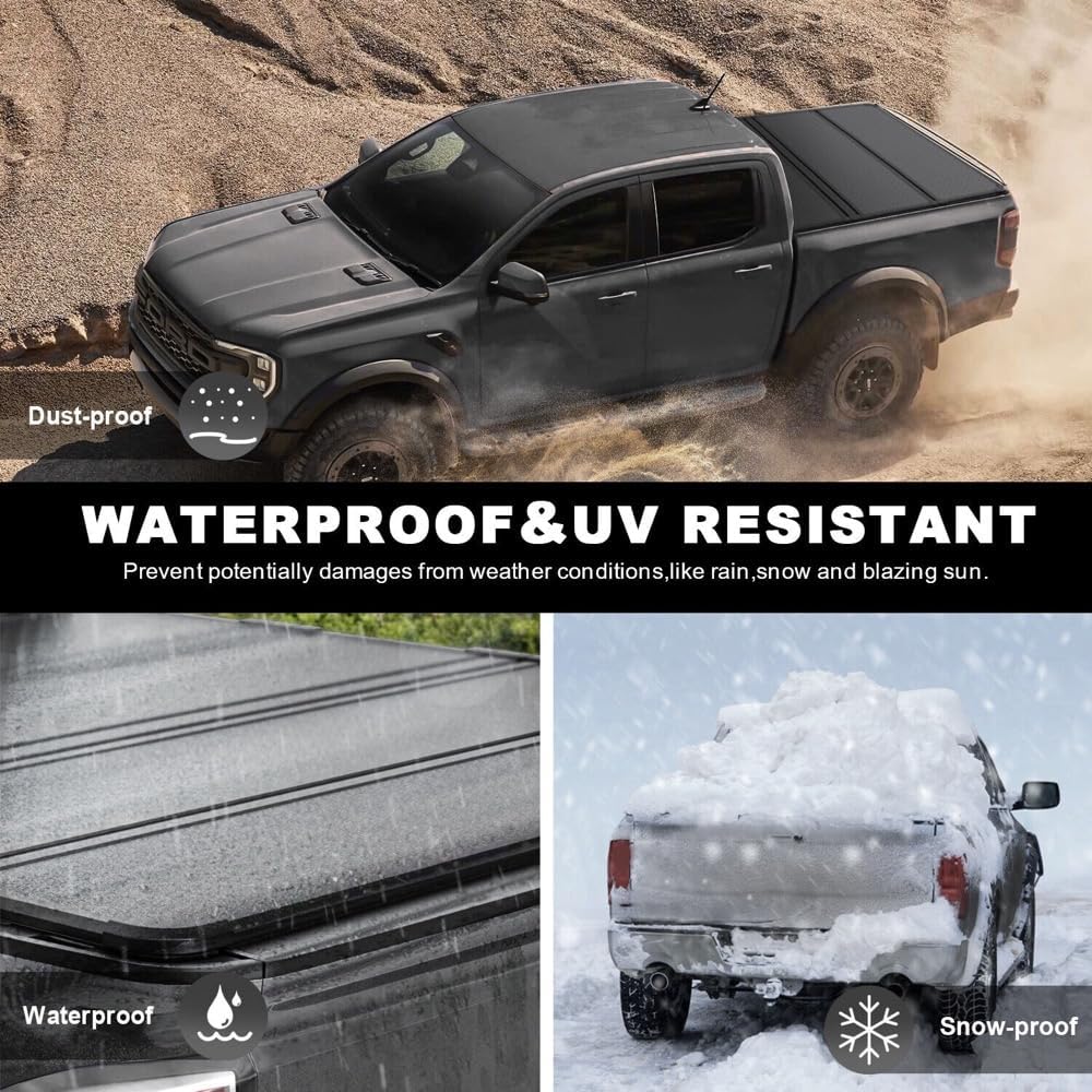 4-Fold 5.5FT Hard Solid Truck Bed Tonneau Cover 2009-2014 Ford F-150 F150 Styleside 67Inch w/Lamp